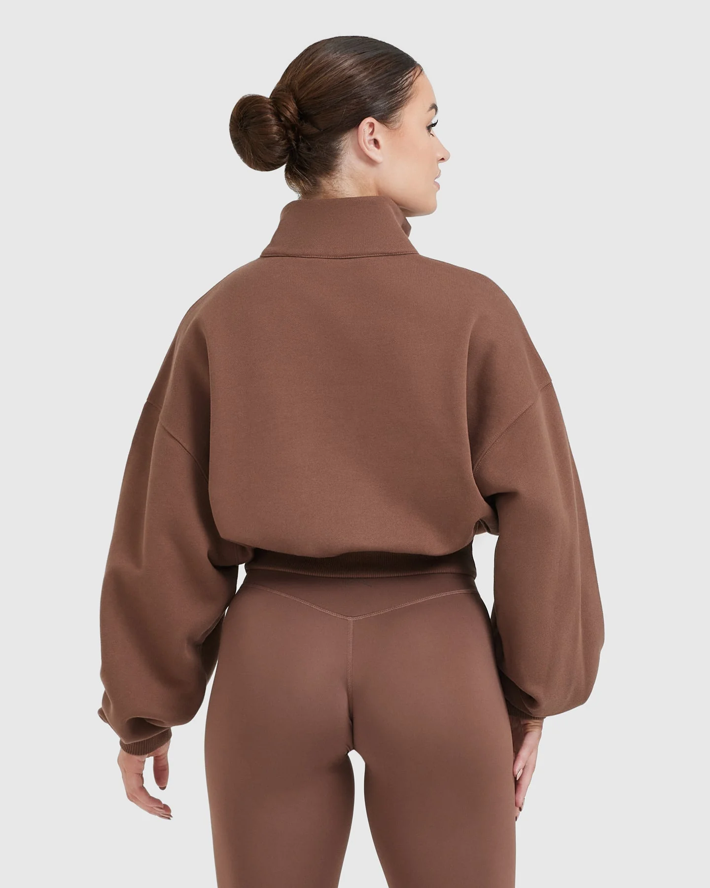 All Day Crop 1/4 Zip Sweatshirt | Chestnut - Image 2