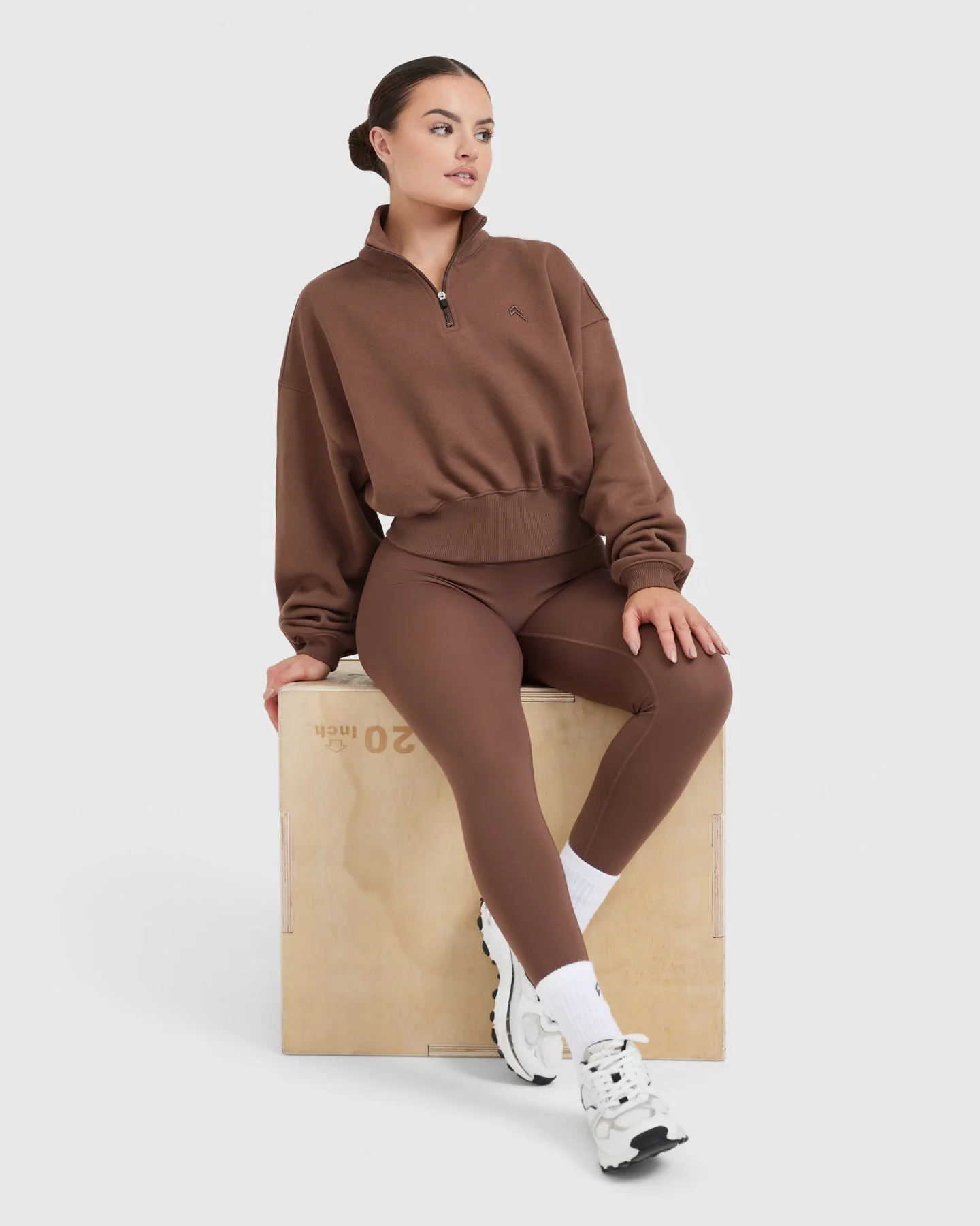 All Day Crop 1/4 Zip Sweatshirt | Chestnut - Image 6