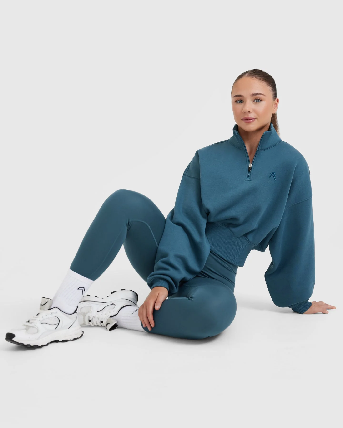 All Day Crop 1/4 Zip Sweatshirt | Lake Blue - Image 5