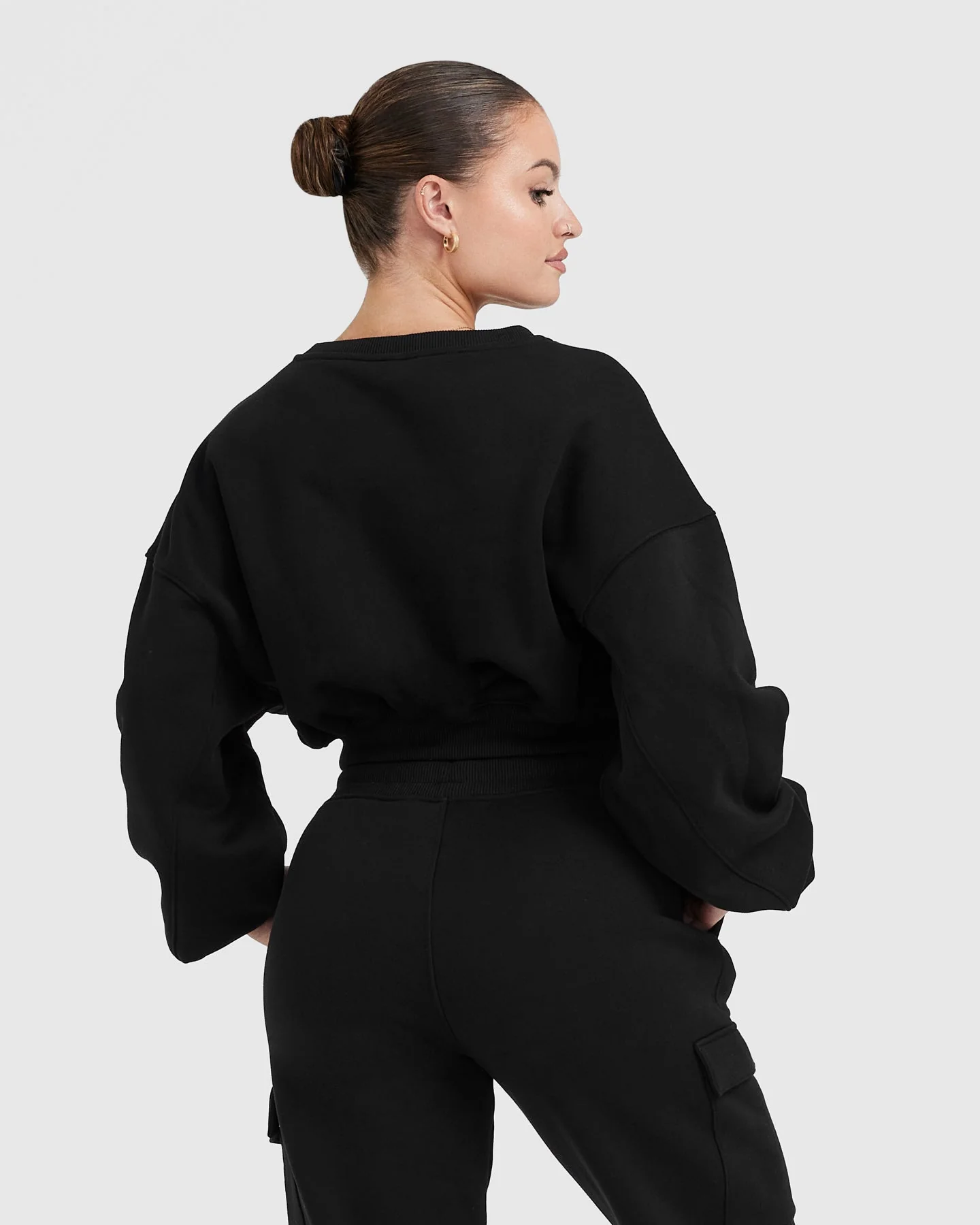 All Day Est 2020 Crop V Neck Sweatshirt | Black - Image 2
