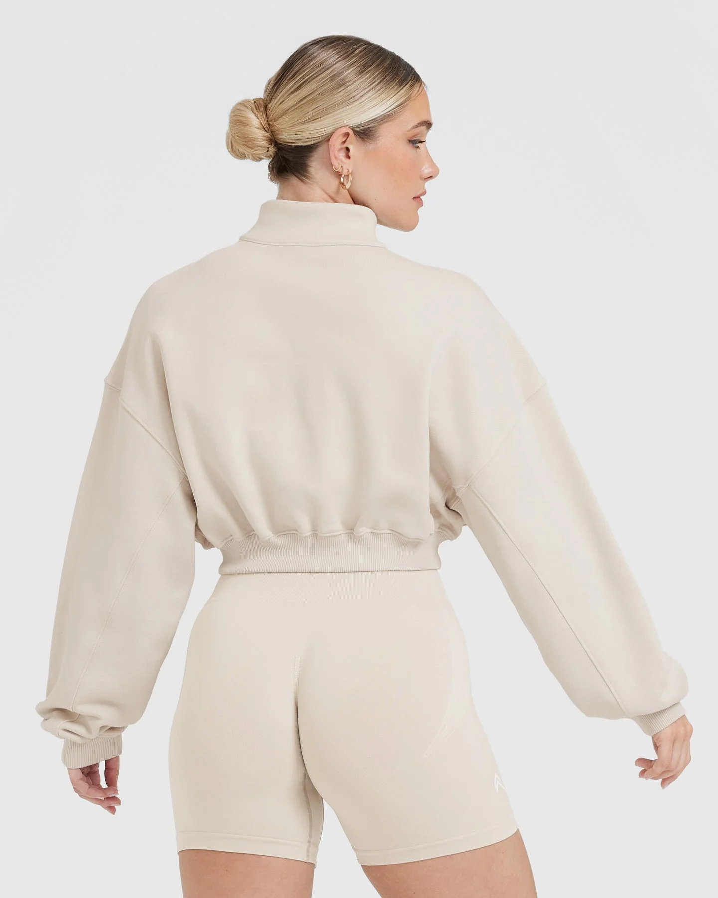 All Day Lightweight Crop 1/4 Zip Sweatshirt | Sand - Image 2
