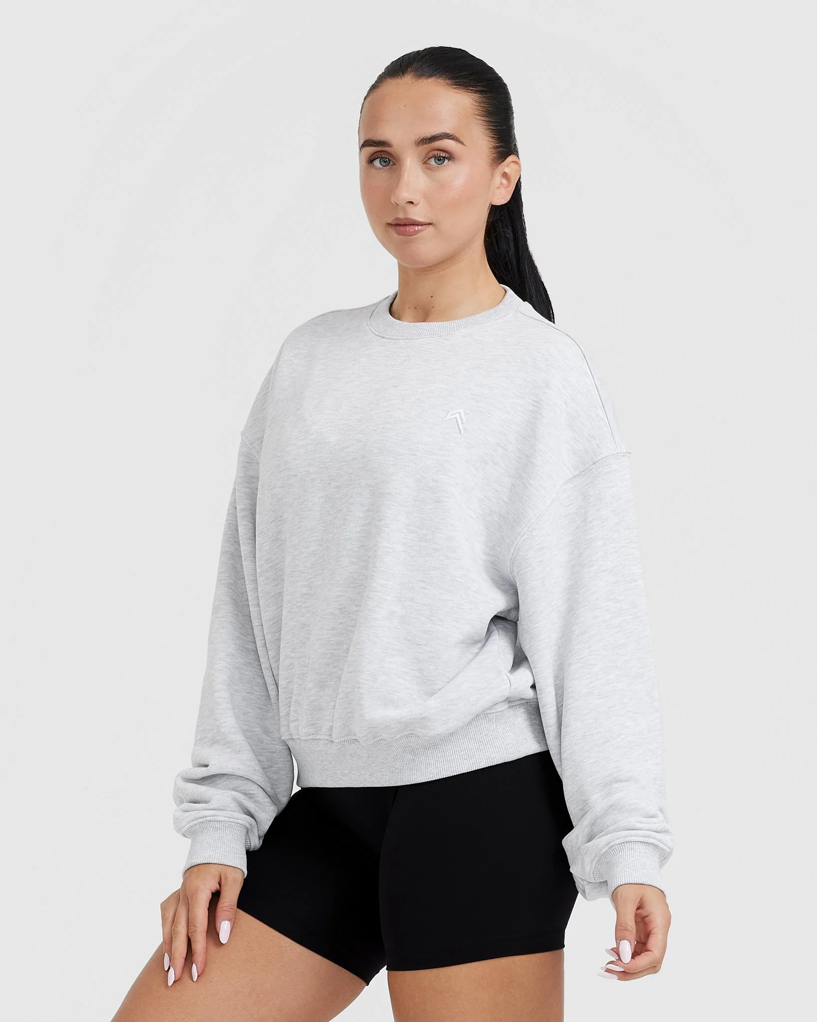 All Day Lightweight Oversized Sweatshirt | Light Grey Marl - Image 3