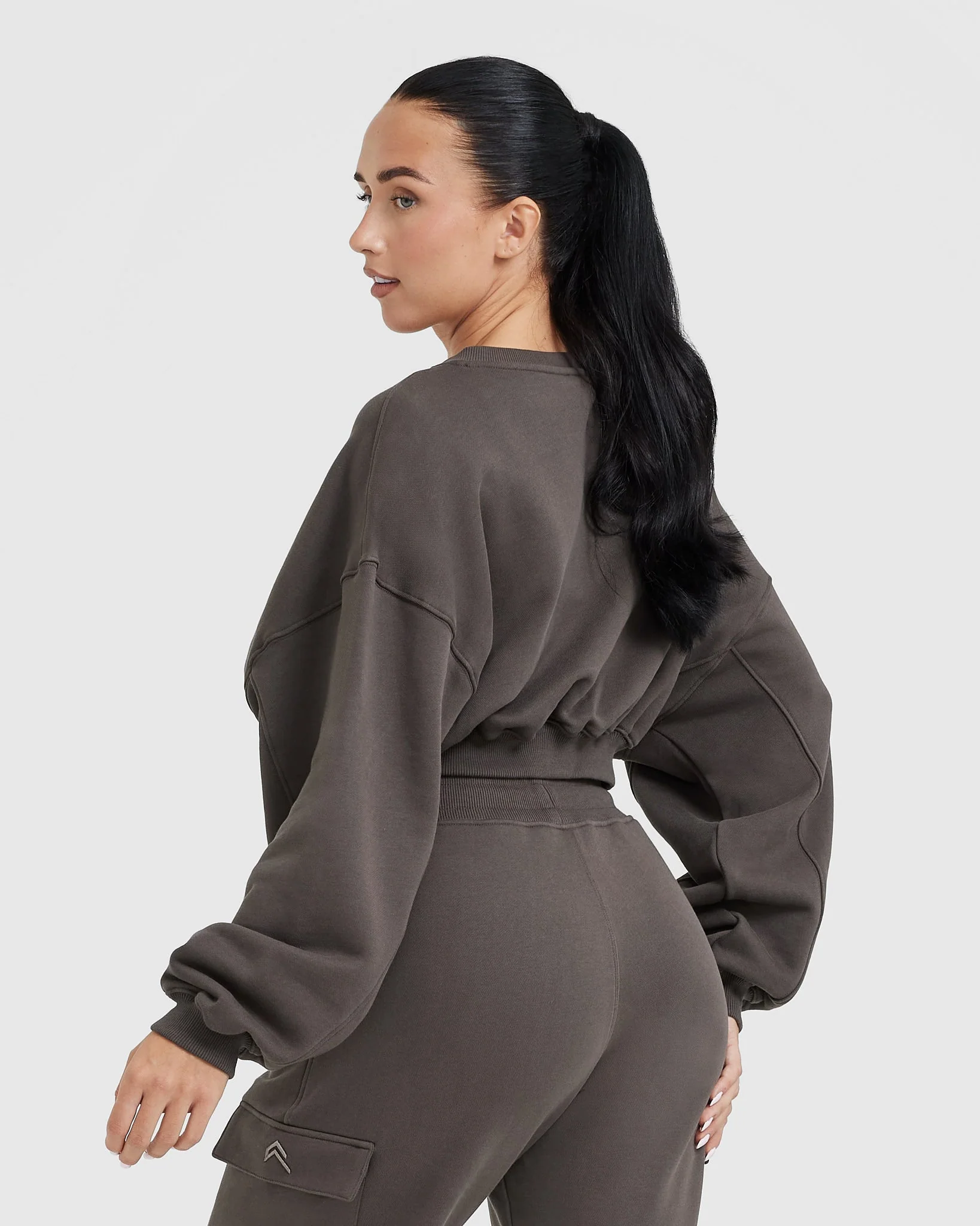 All Day Lightweight Oversized V Neck Sweatshirt | Deep Taupe - Image 2
