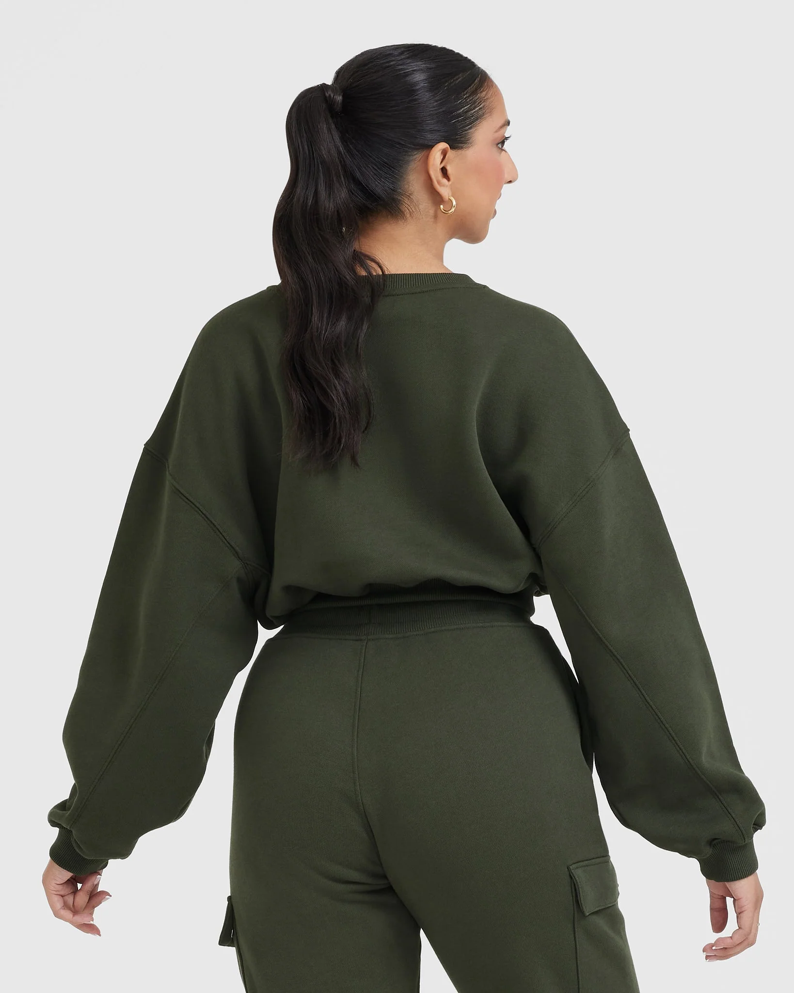 All Day Lightweight Oversized V Neck Sweatshirt | Khaki - Image 2