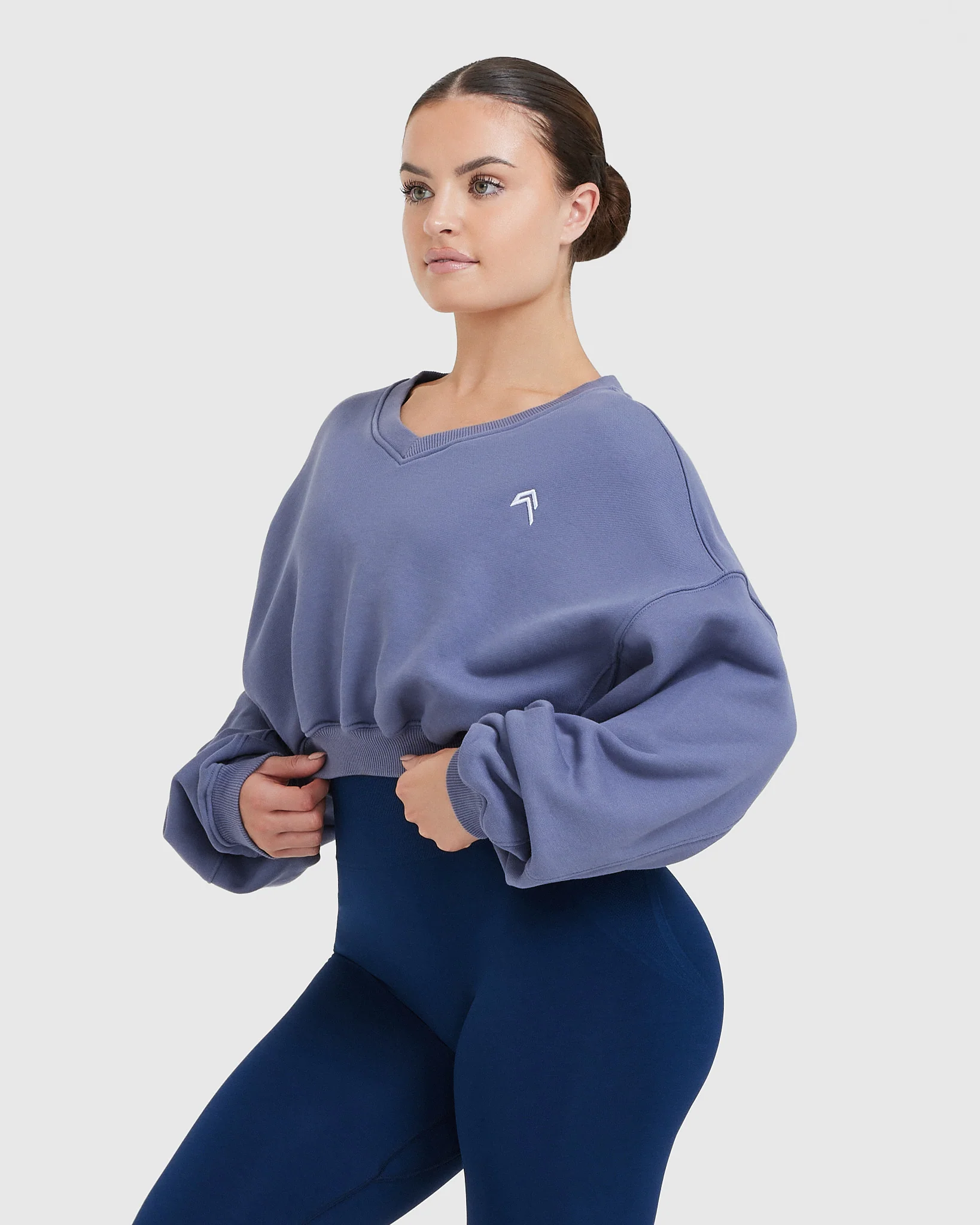All Day Lightweight Oversized V Neck Sweatshirt | Slate Blue - Image 3