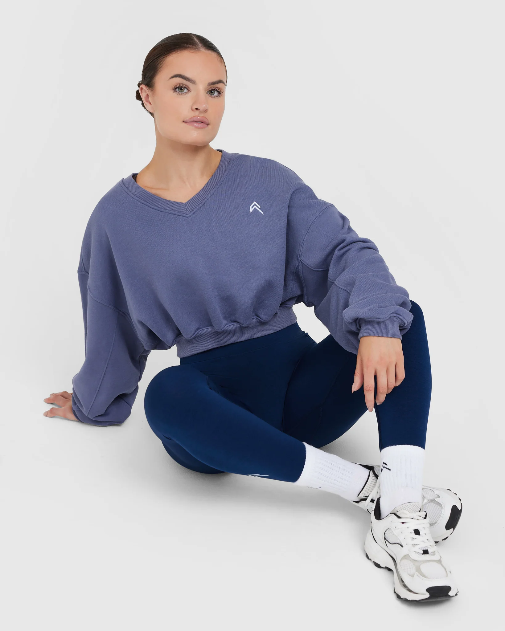 All Day Lightweight Oversized V Neck Sweatshirt | Slate Blue - Image 5
