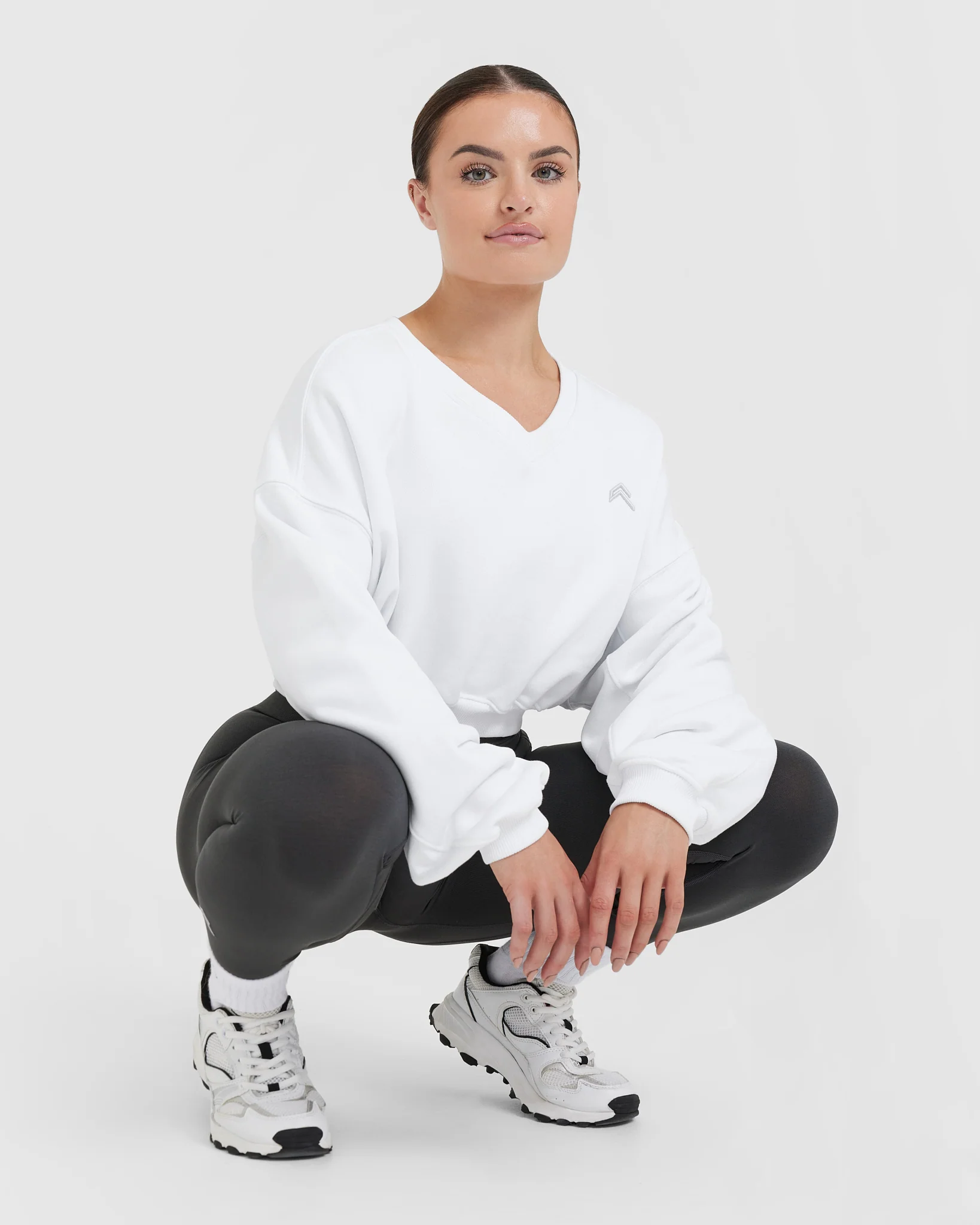All Day Lightweight Oversized V Neck Sweatshirt | White - Image 5