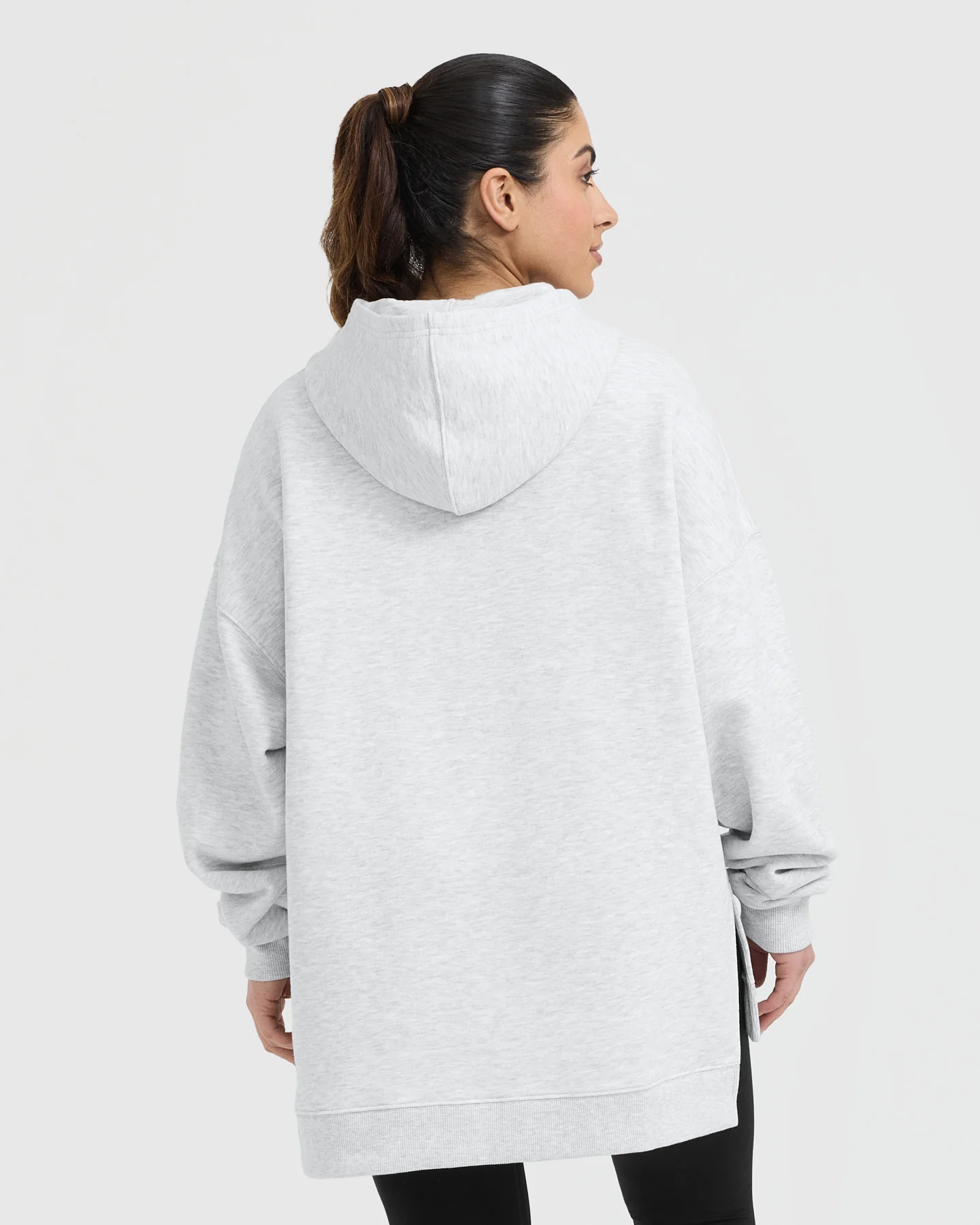 All Day Longline Hoodie | Light Grey Marl - Image 2
