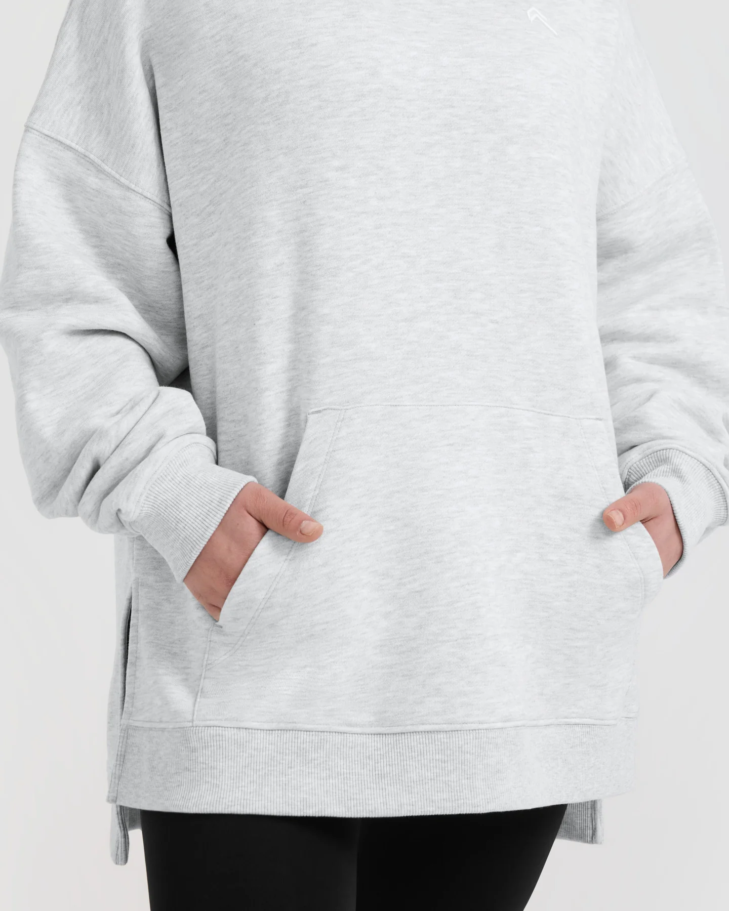 All Day Longline Hoodie | Light Grey Marl - Image 4