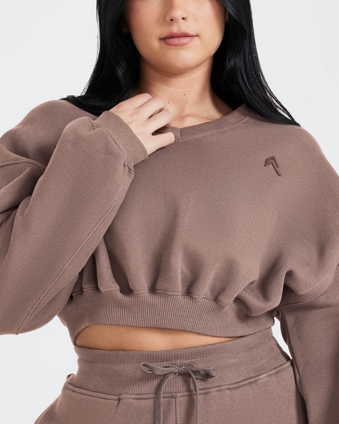 All Day Oversized V Neck Sweatshirt | Cool Brown - Image 4