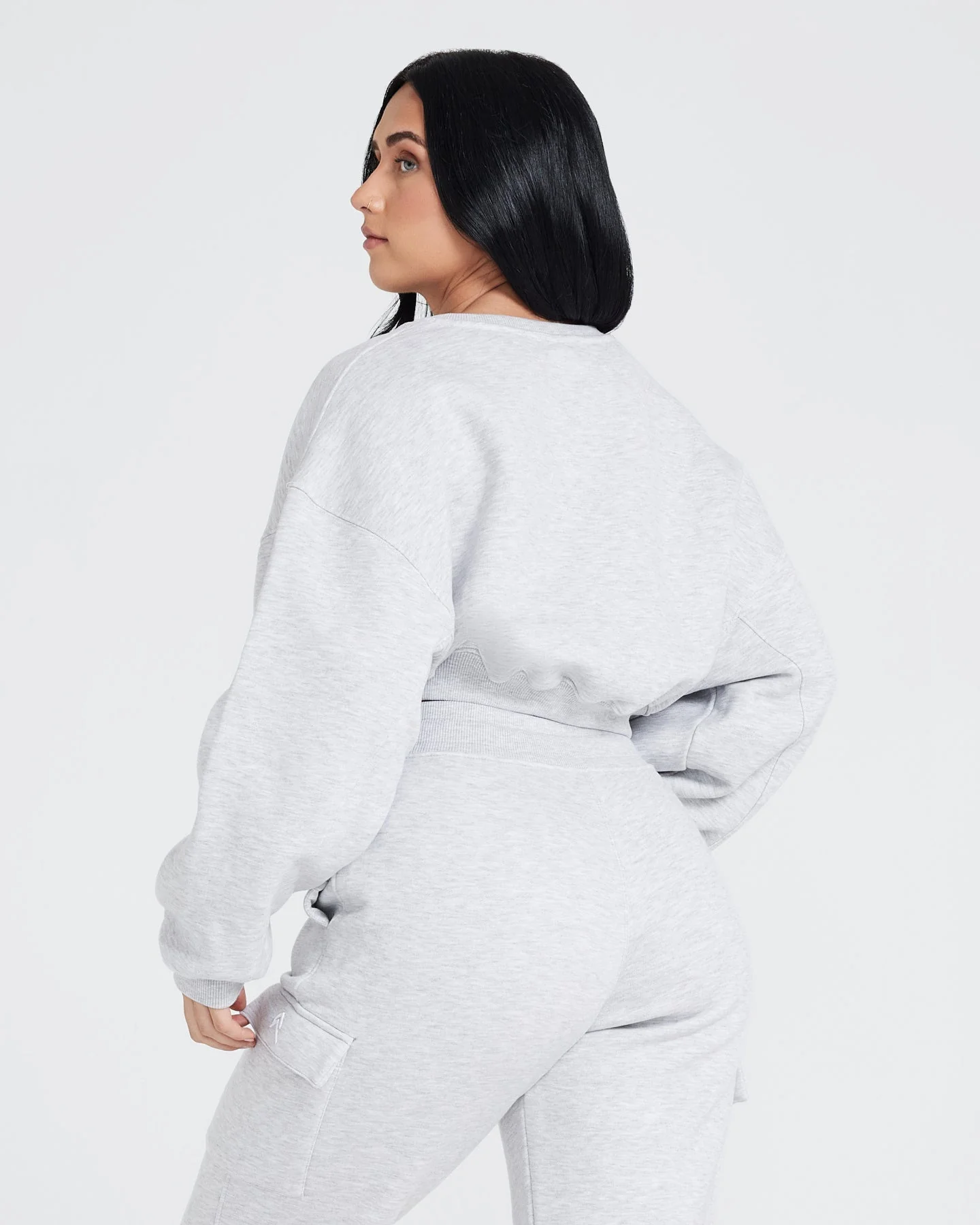 All Day Oversized V Neck Sweatshirt | Light Grey Marl - Image 2