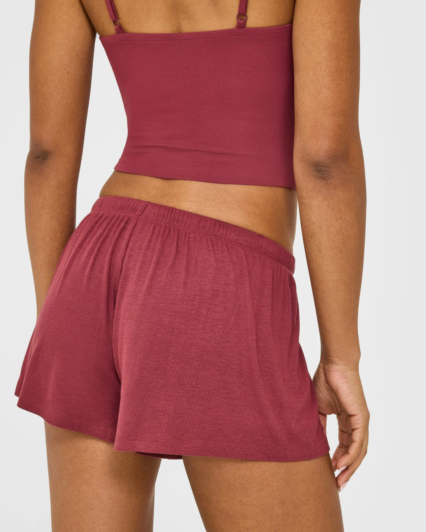 At Home Night Shorts | Burnt Maroon Red - Image 4