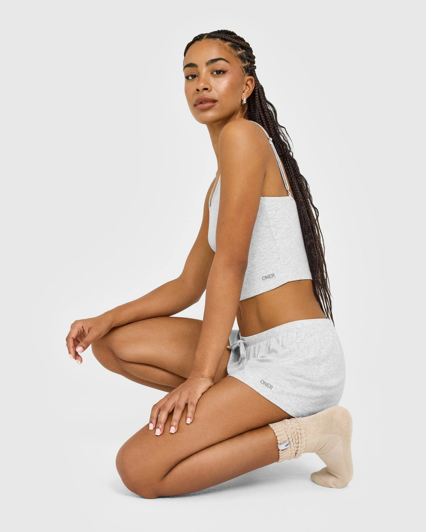 At Home Night Strappy Mid Vest | Grey Marl - Image 5