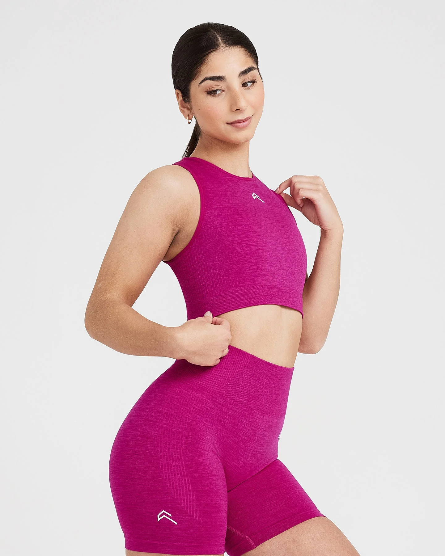 Classic Seamless 2.0 Crop Top | Fuchsia Marl - Image 2