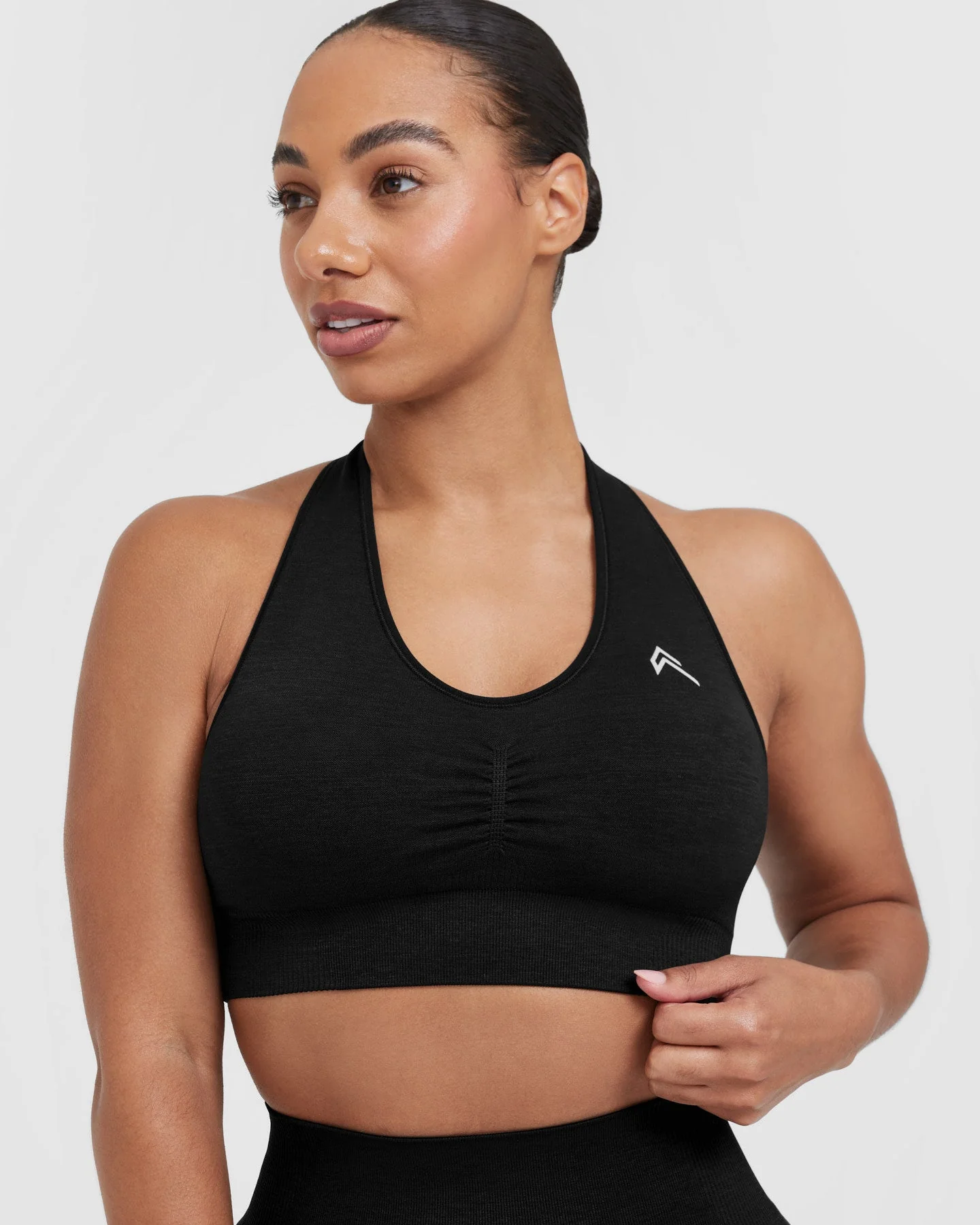 Classic Seamless 2.0 V Neck Bralette | Black Marl - Image 3