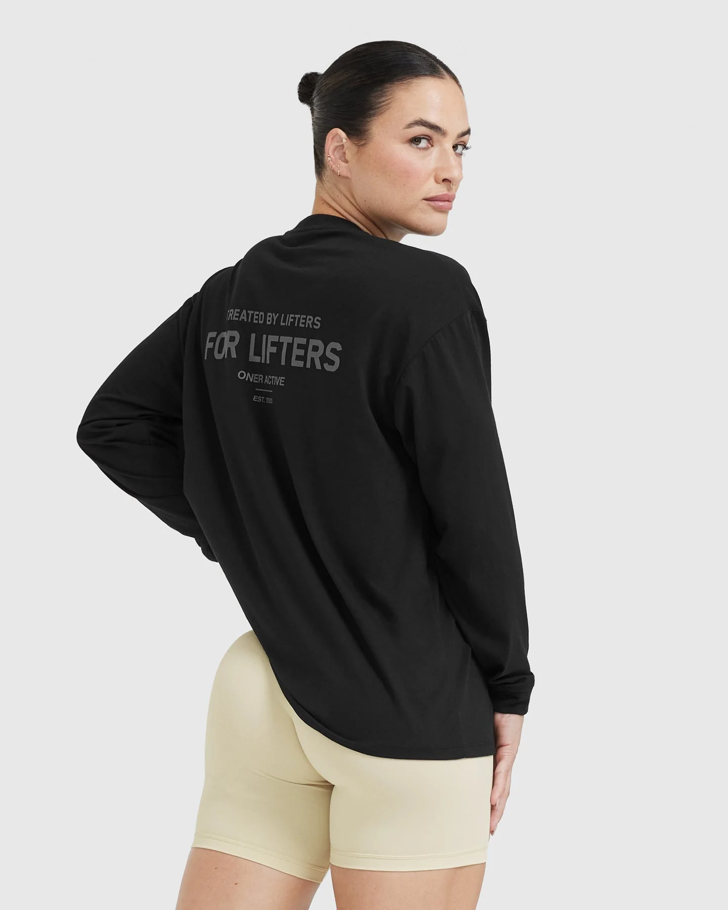 Classic Lifters Graphic Oversized Lightweight Long Sleeve Top | Black - Image 2