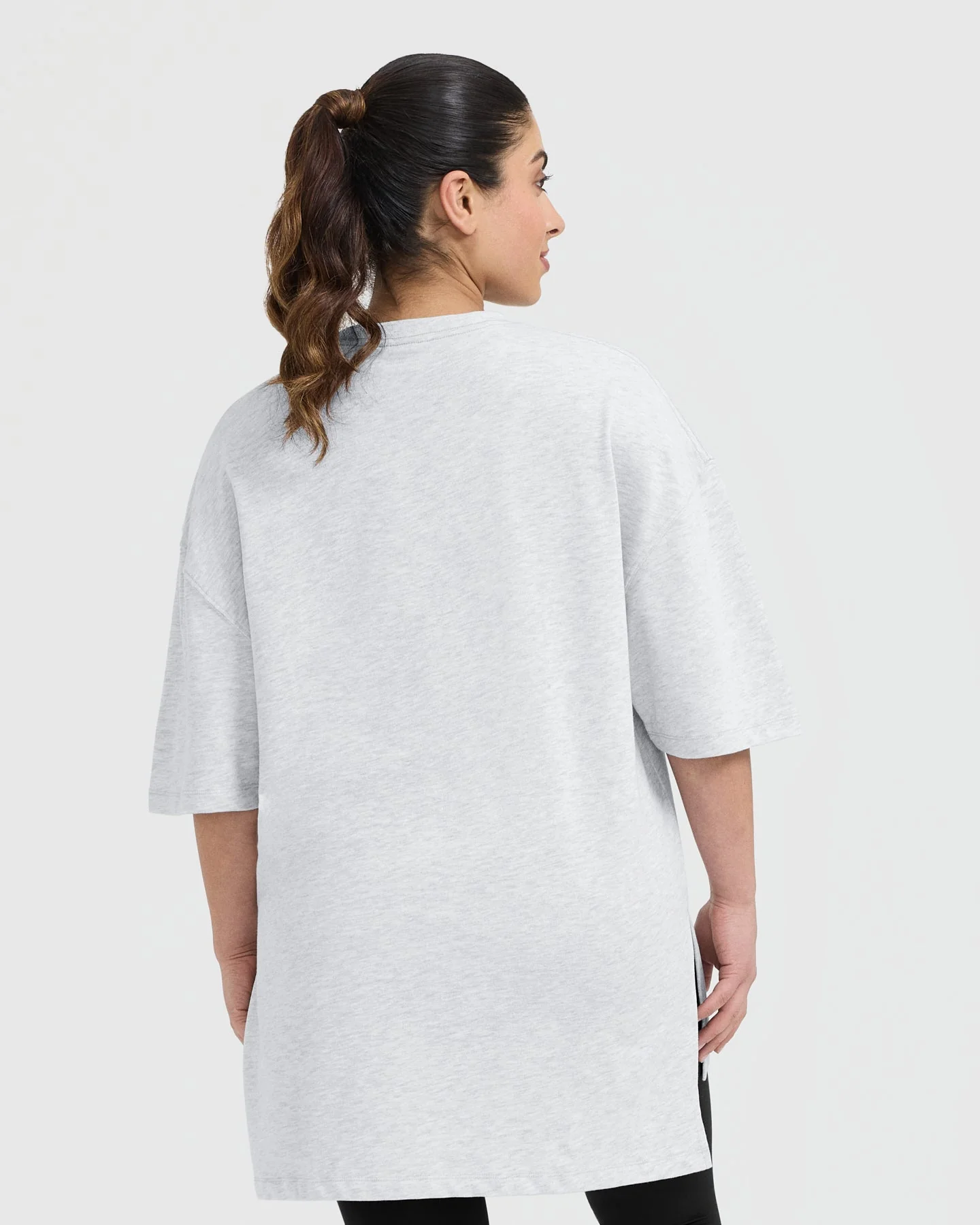 Classic Longline T-Shirt | Light Grey Marl - Image 2