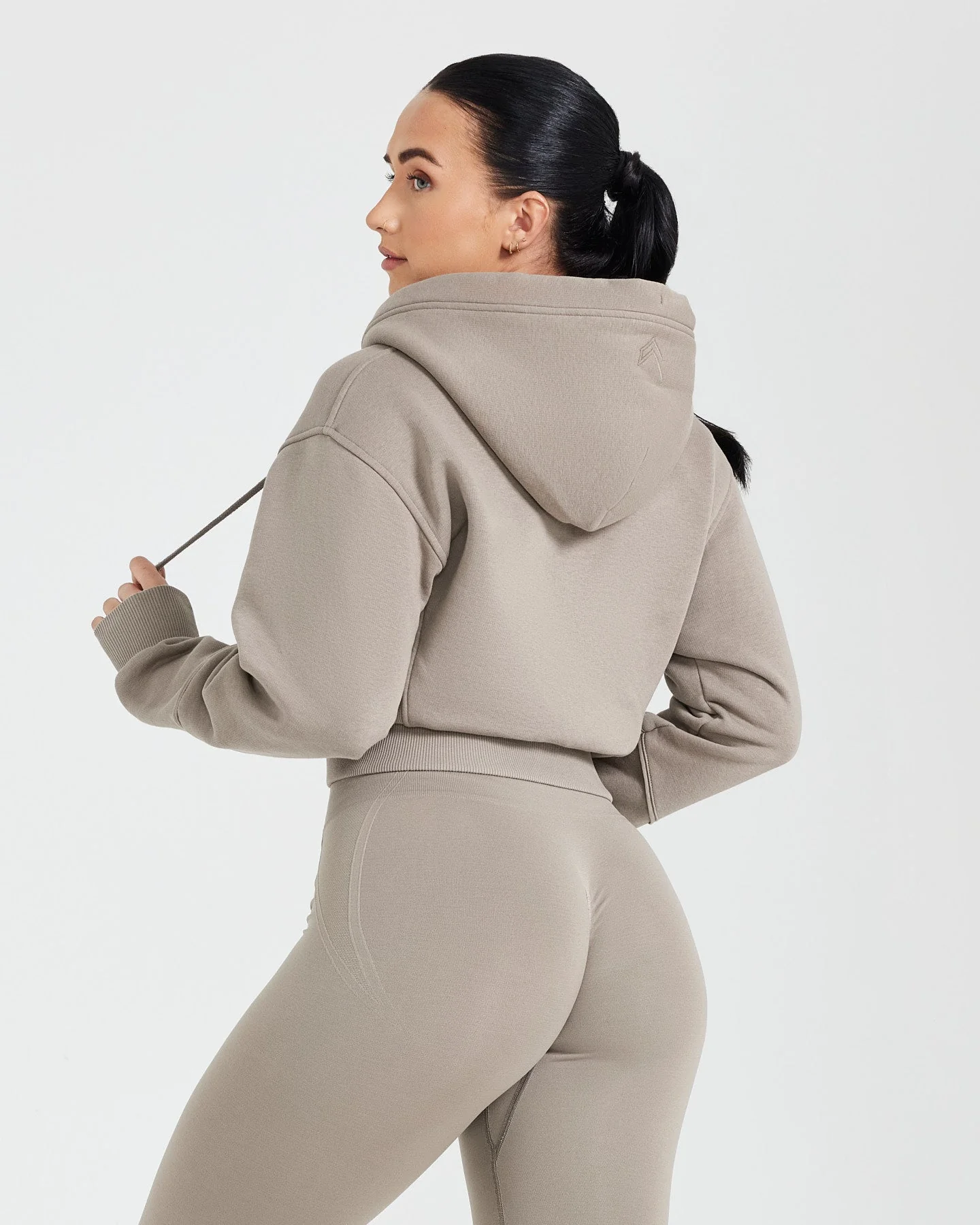 Classic Lounge Cropped Zip Through Hoodie | Minky - Image 2