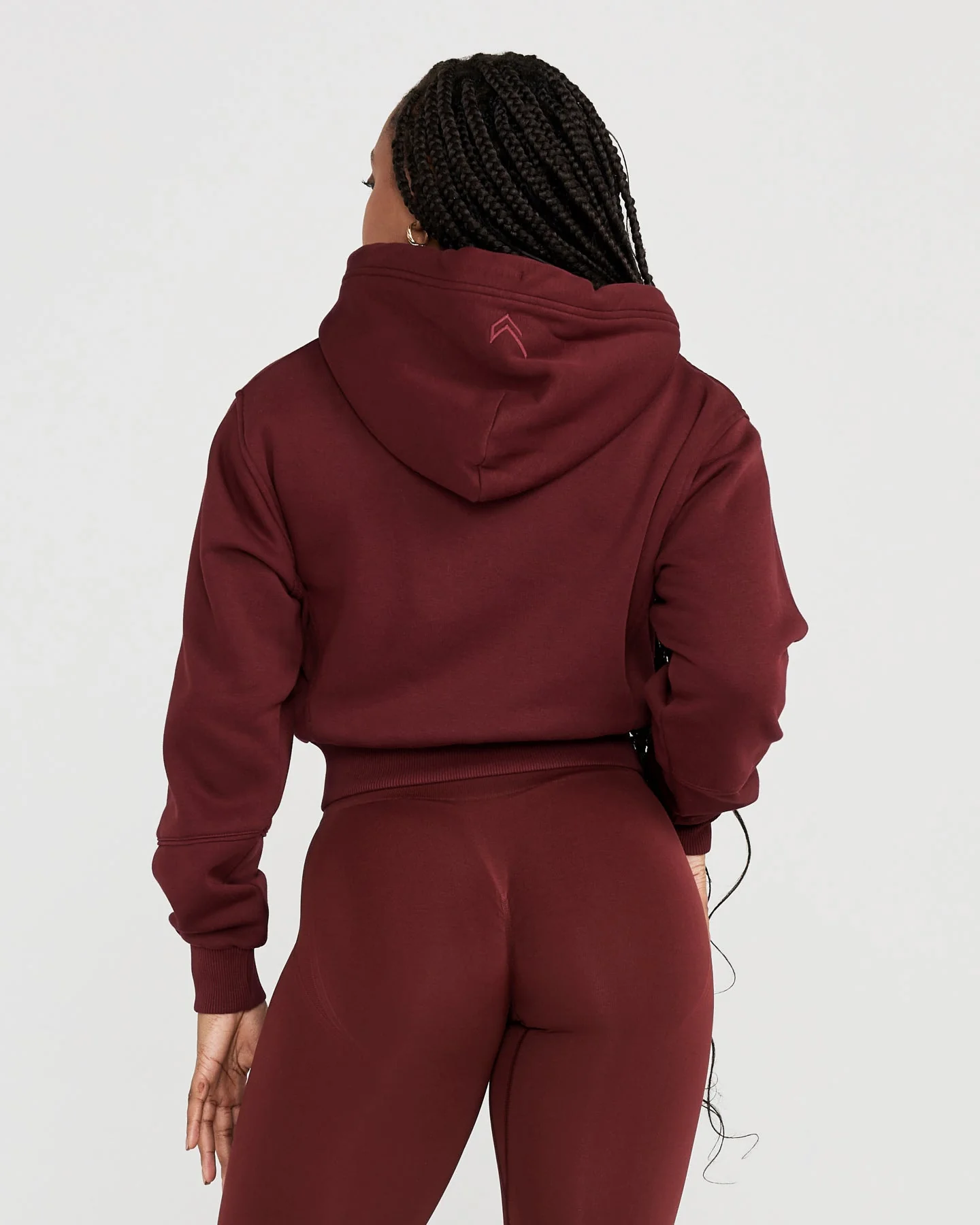 Classic Lounge Cropped Zip Through Hoodie | Rosewood - Image 2