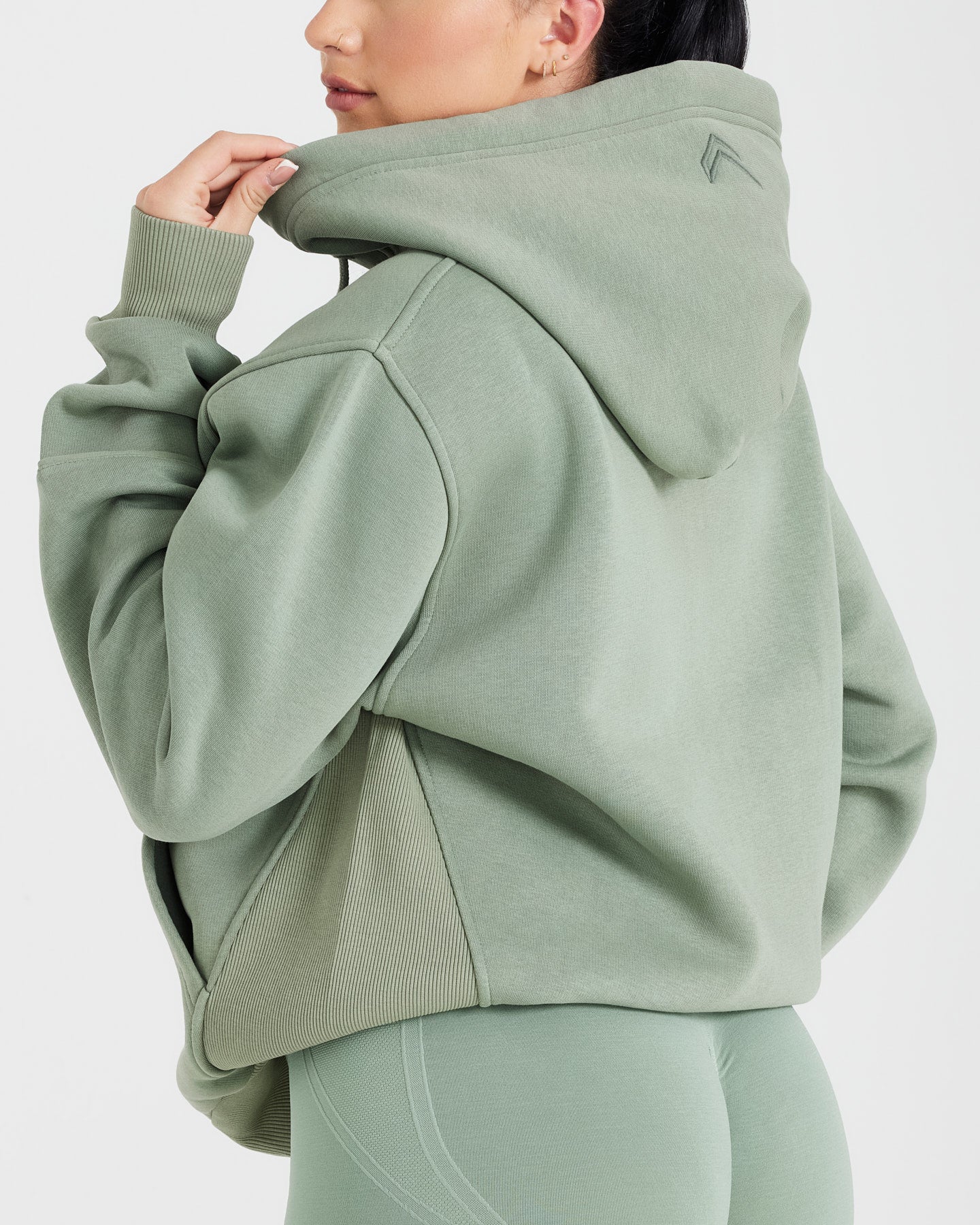 Classic Lounge Oversized Zip Through Hoodie | Sage - Image 5