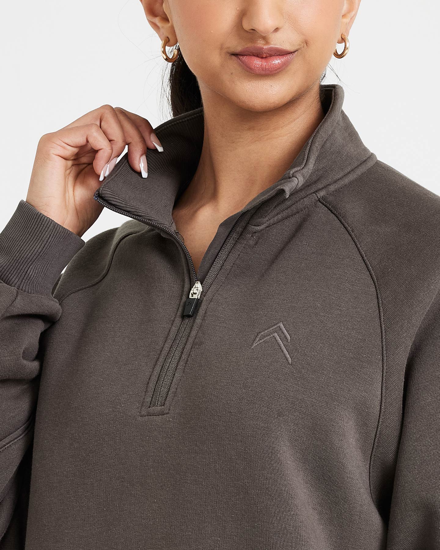 Classic Lounge 1/2 Zip Sweatshirt | Deep Taupe - Image 4