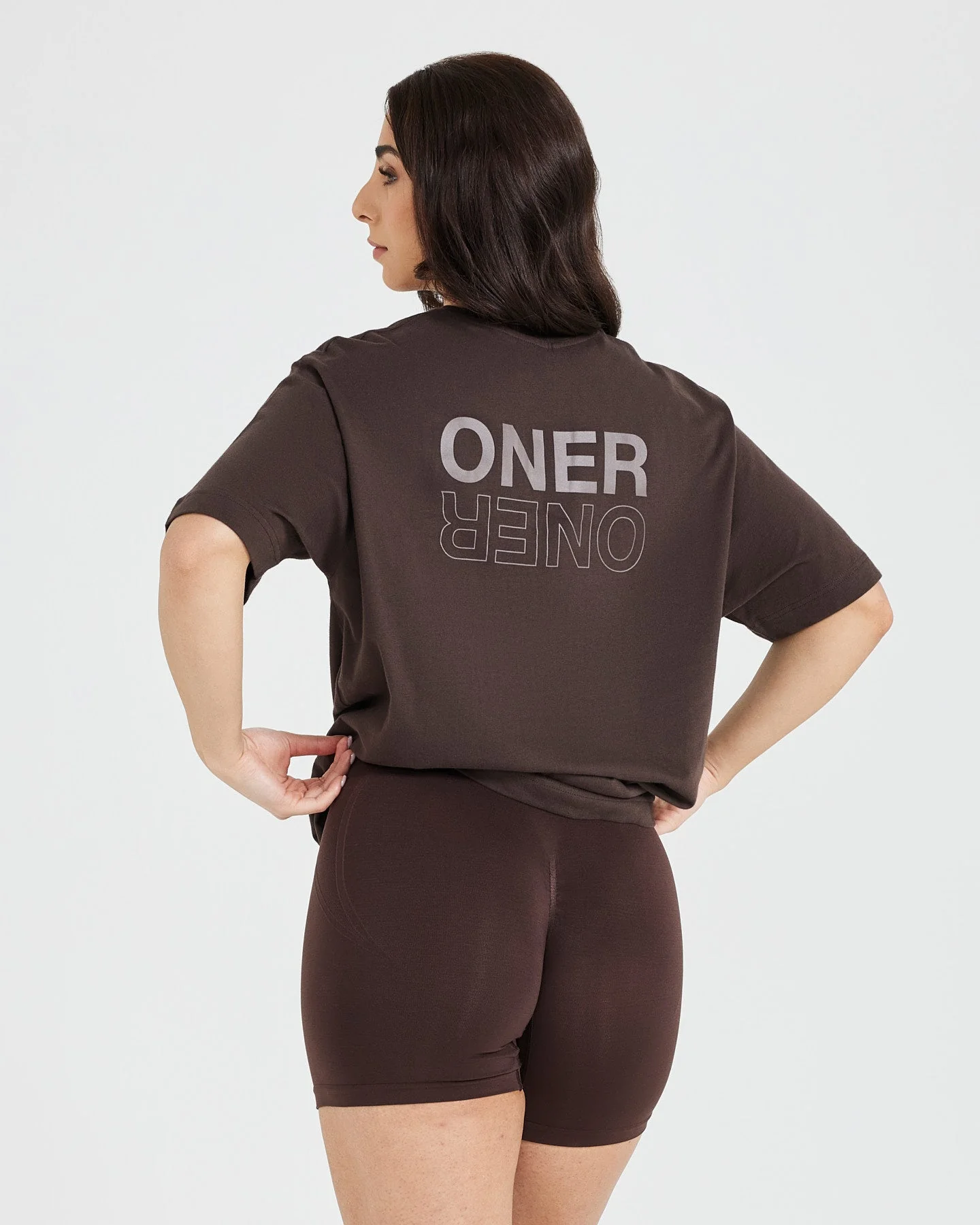 Classic Mirror Graphic Oversized T-Shirt | Washed 70% Cocoa - Image 2