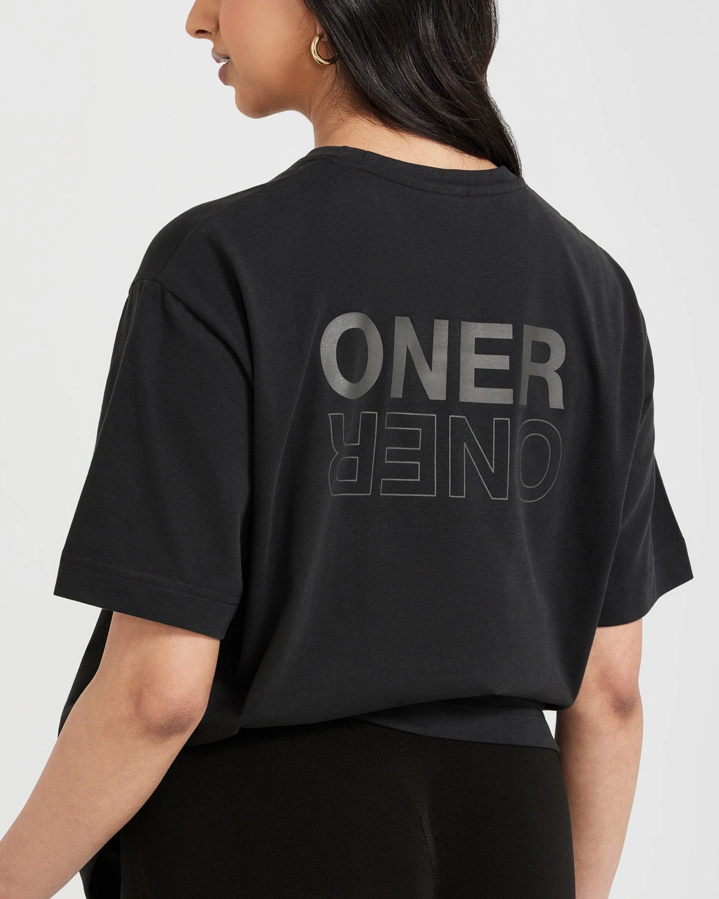 Classic Mirror Graphic Oversized T-Shirt | Washed Black - Image 5