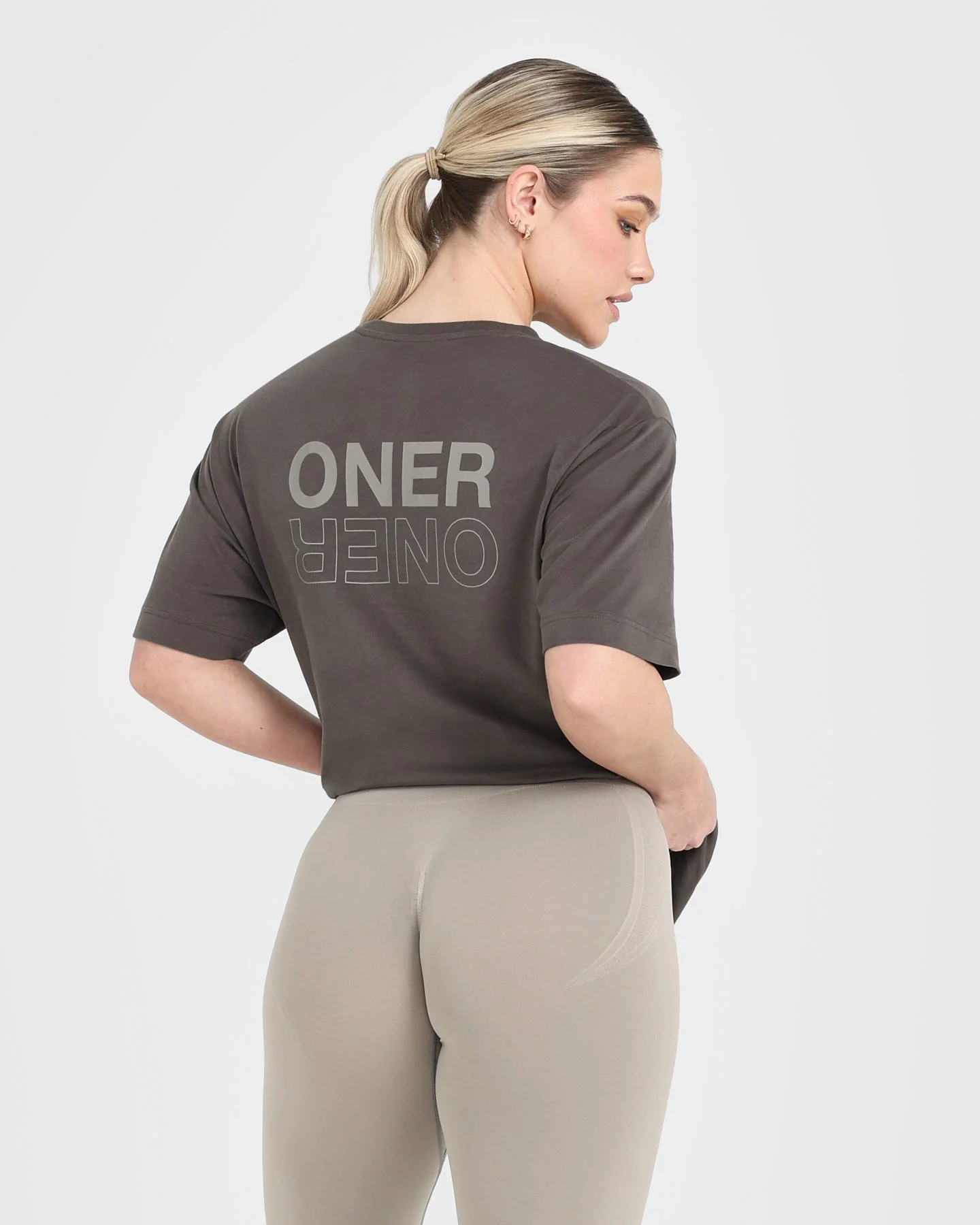 Classic Mirror Graphic Oversized T-Shirt | Washed Deep Taupe - Image 2