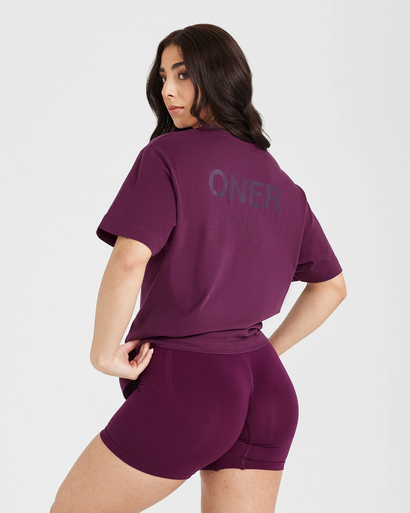 Classic Mirror Graphic Oversized T-Shirt | Washed Ripe Fig - Image 2