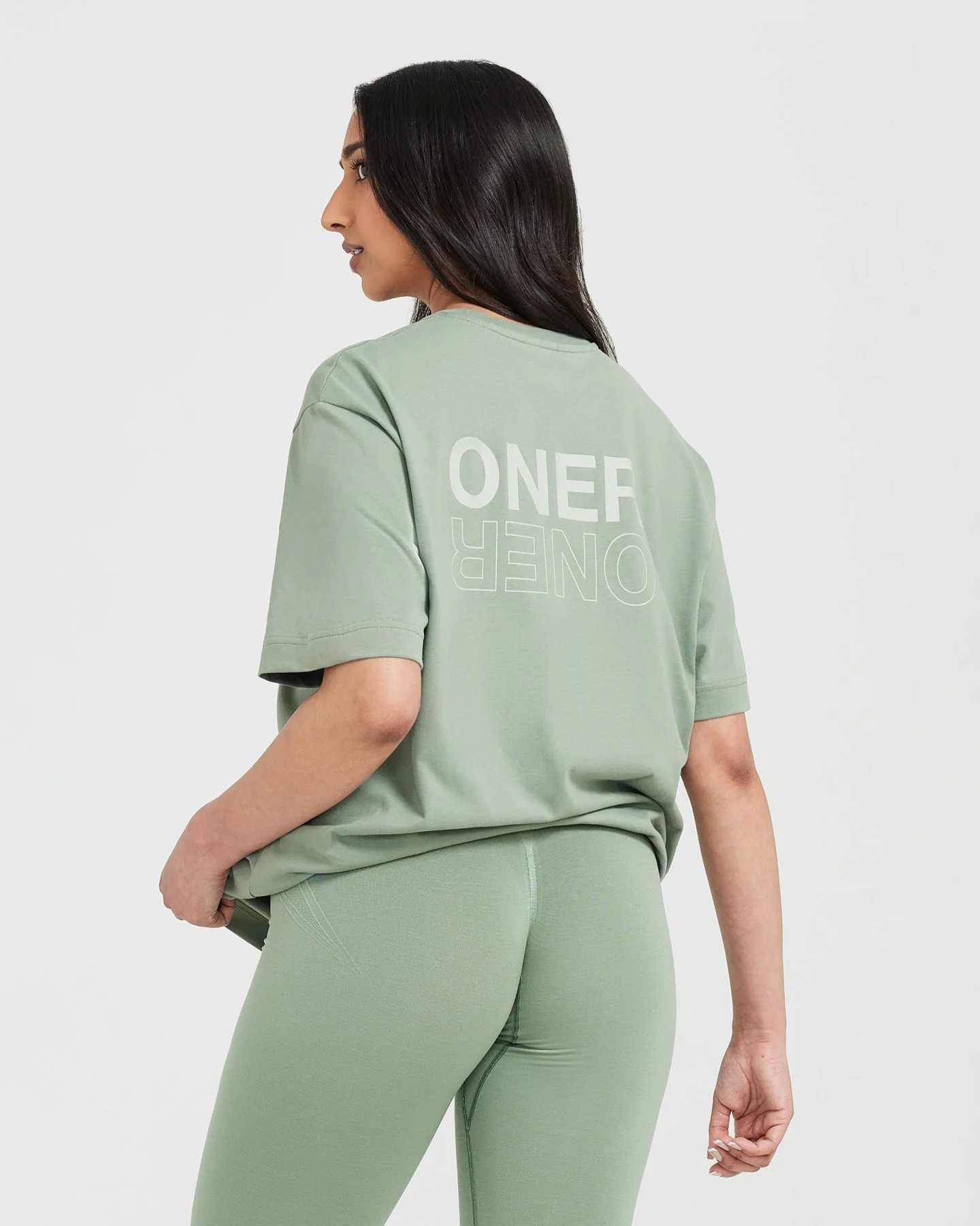 Classic Mirror Graphic Oversized T-Shirt | Washed Sage - Image 2