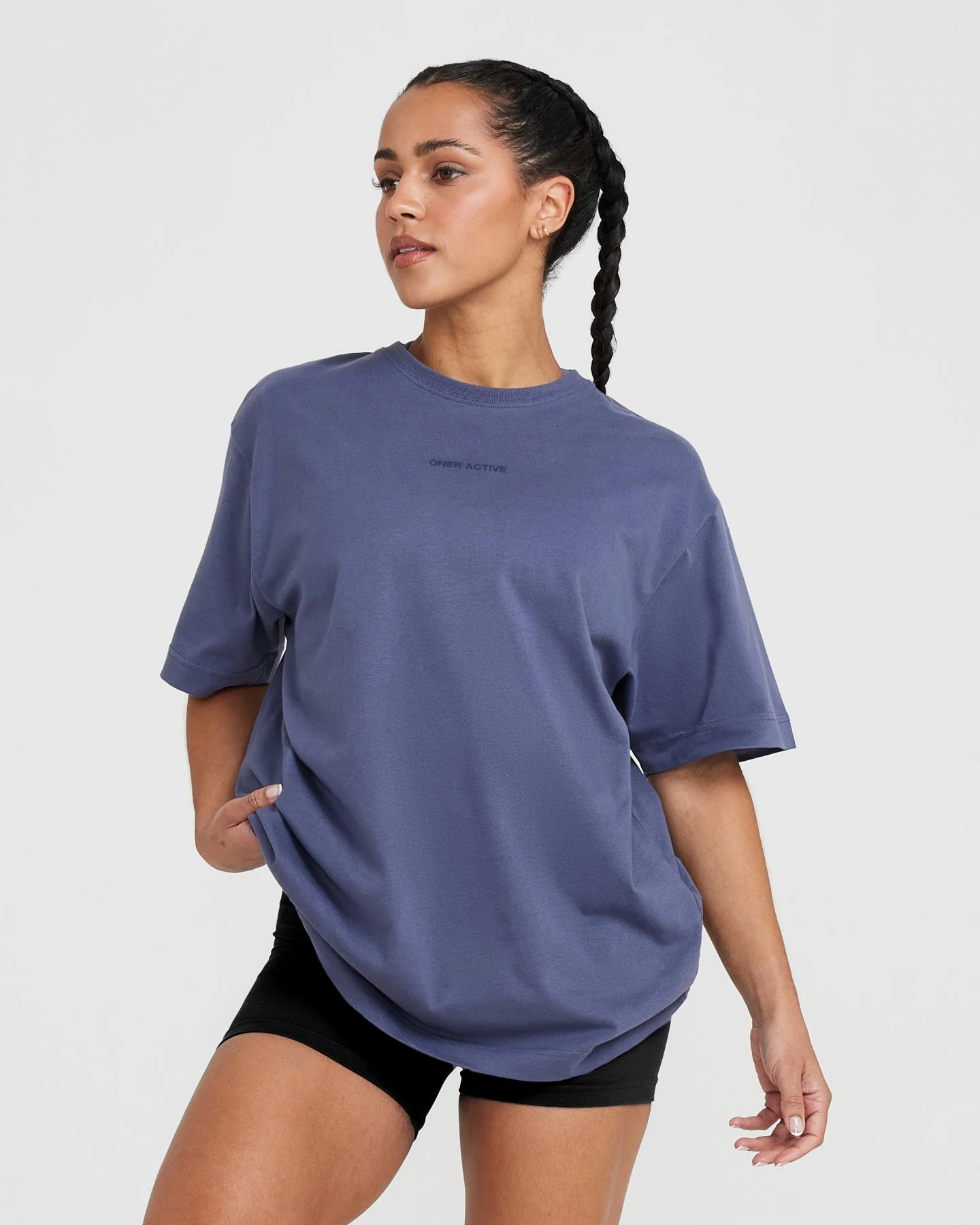 Classic Mirror Graphic Oversized T-Shirt | Washed Slate Blue - Image 3