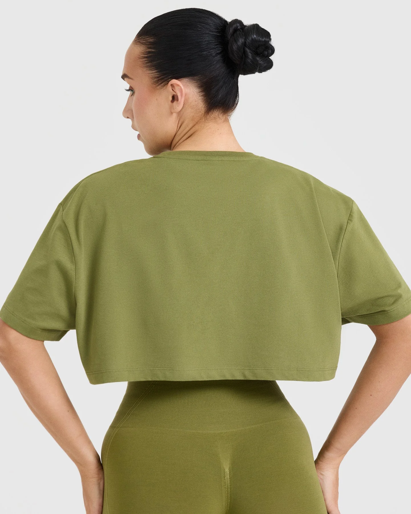 Classic Oner Graphic Crop Lightweight T-Shirt | Olive Green - Image 5