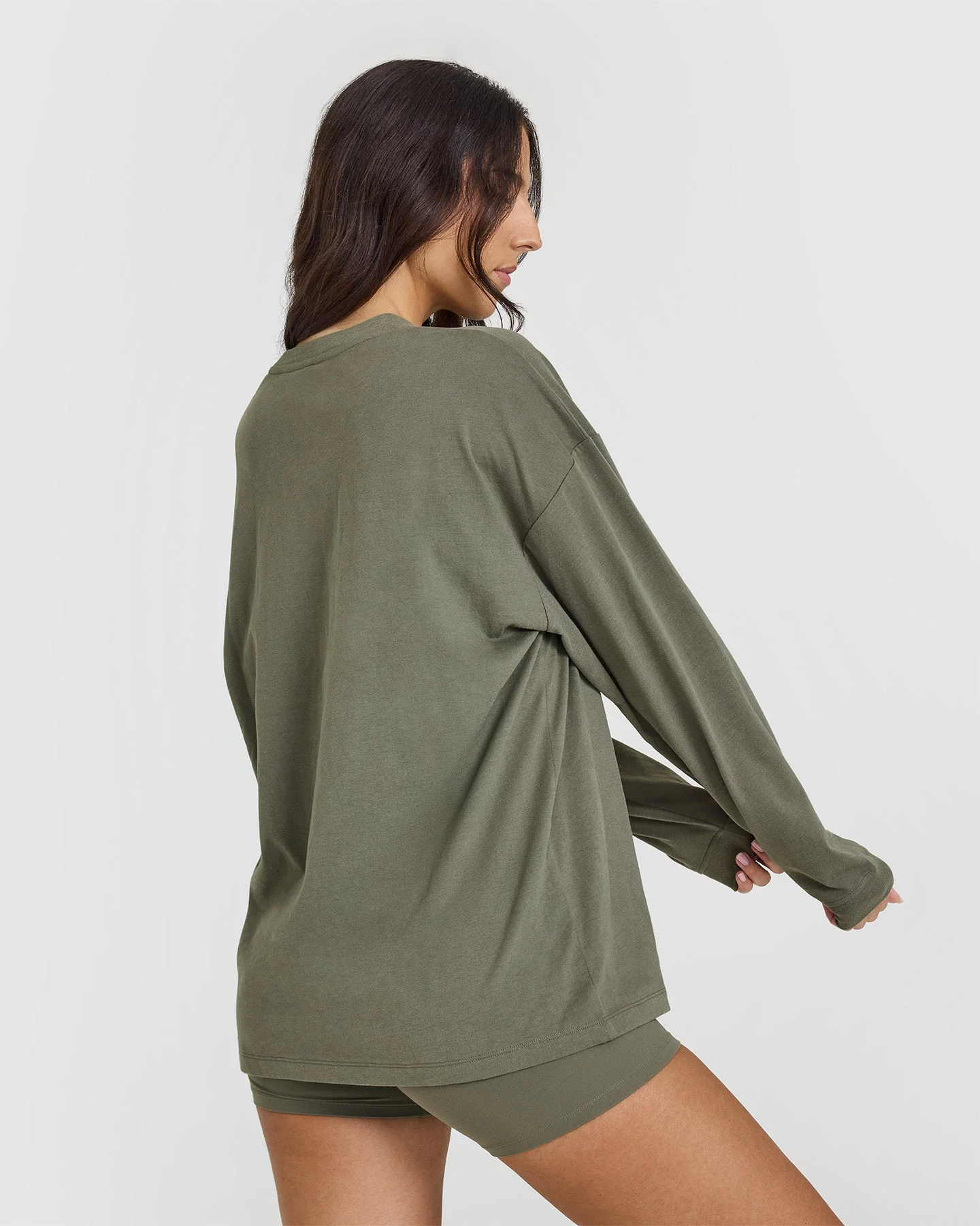 Classic Oversized Lightweight Long Sleeve Top | Alpine Green - Image 2