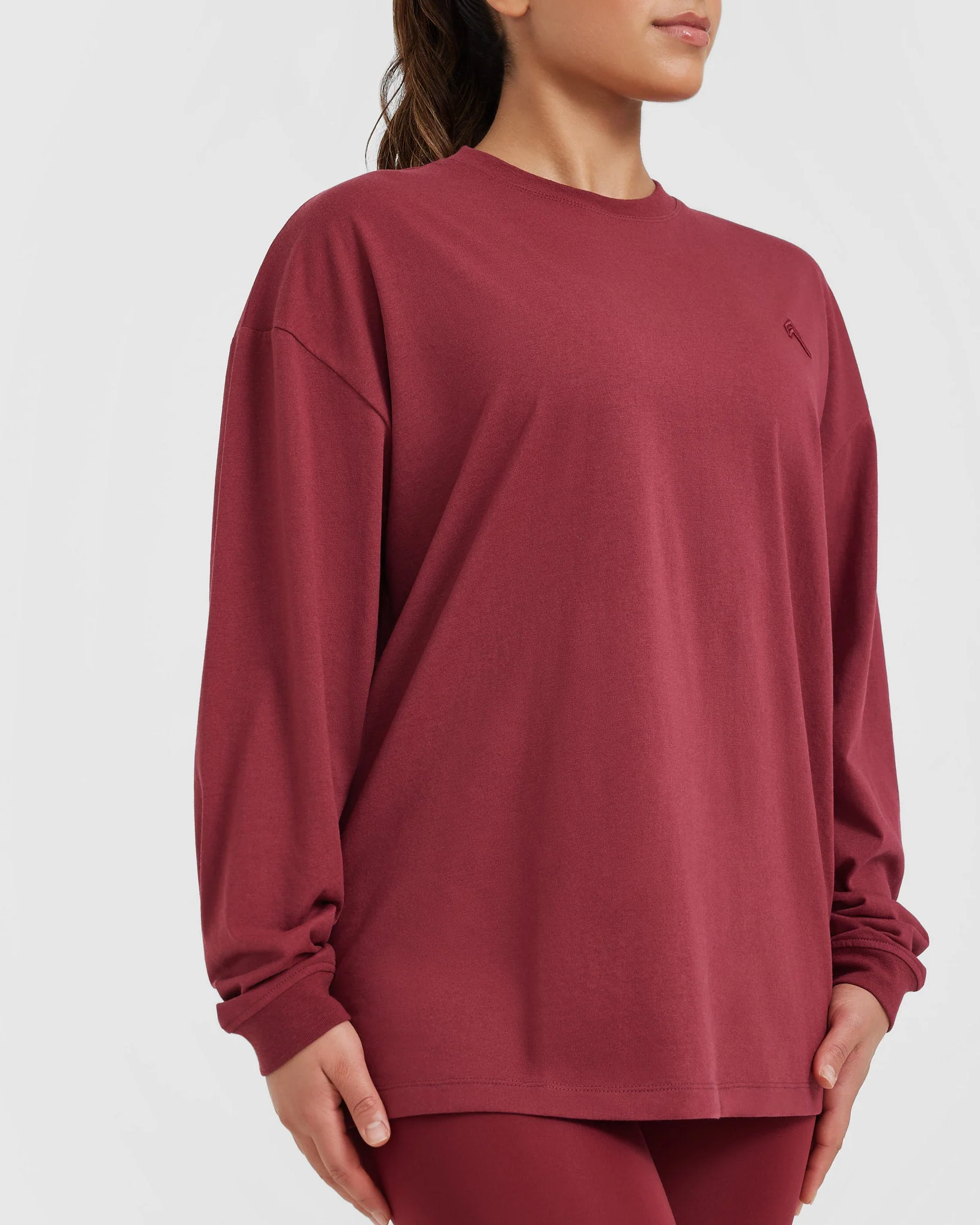 Classic Oversized Lightweight Long Sleeve Top | Burnt Cherry - Image 5