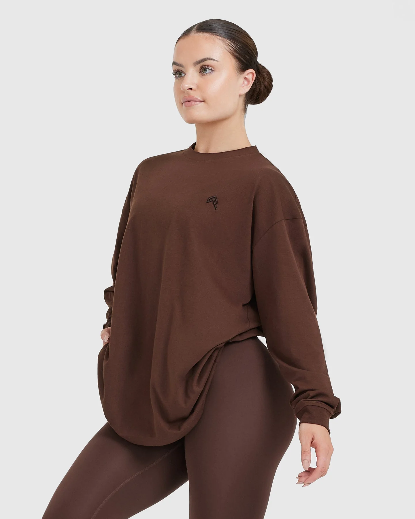 Classic Oversized Lightweight Long Sleeve Top | Espresso - Image 3