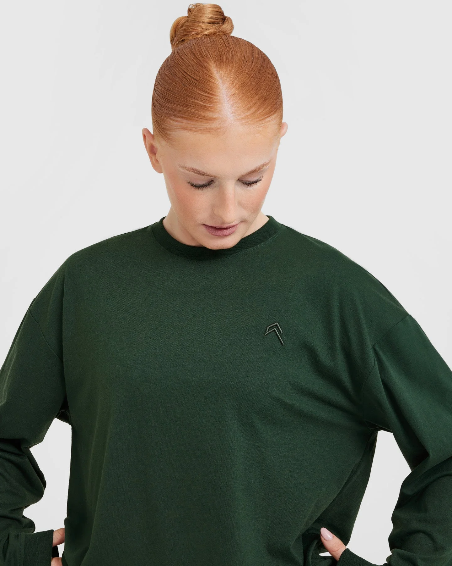 Classic Oversized Lightweight Long Sleeve Top | Pine Green - Image 5