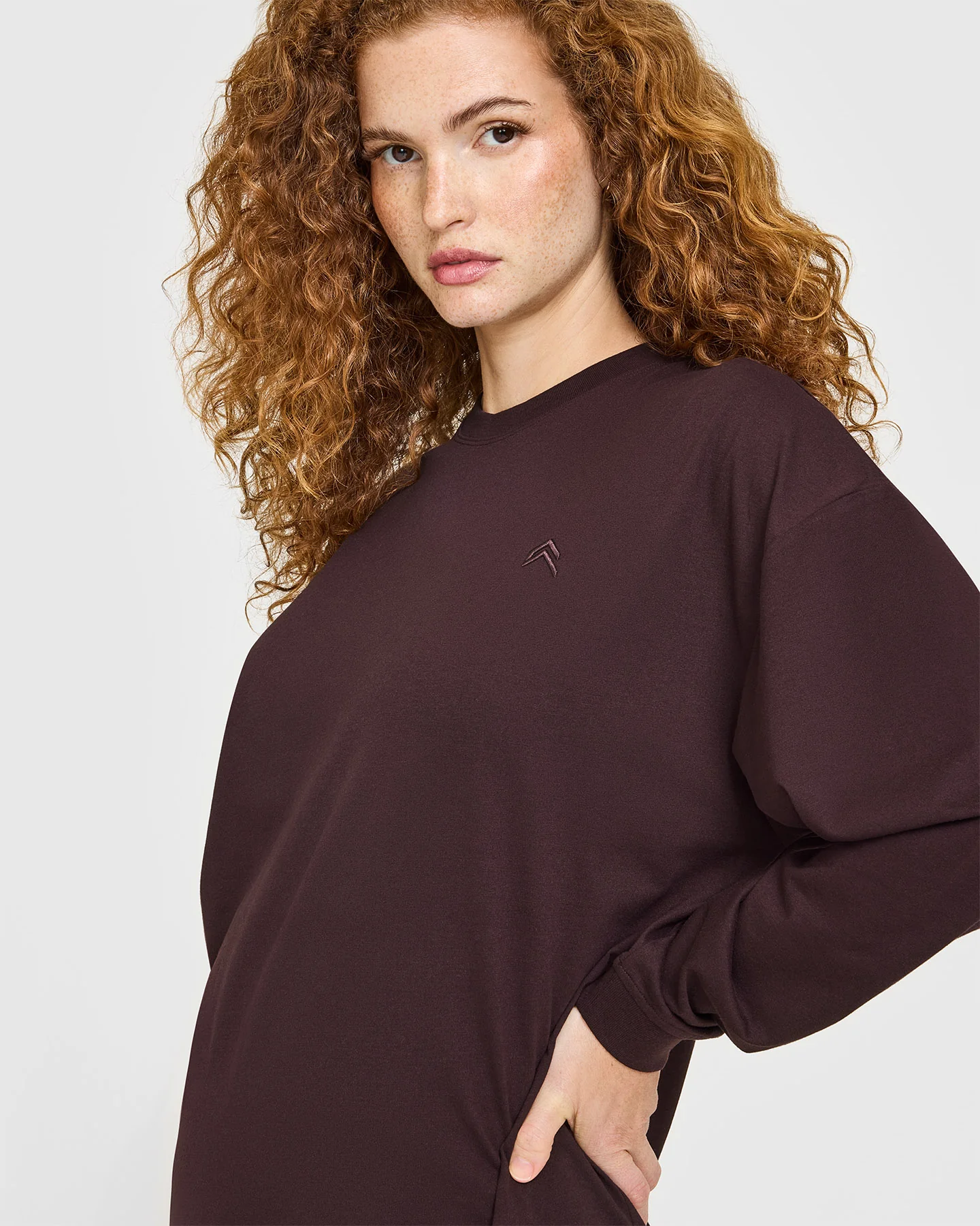 Classic Oversized Lightweight Long Sleeve Top | Plum Brown - Image 5