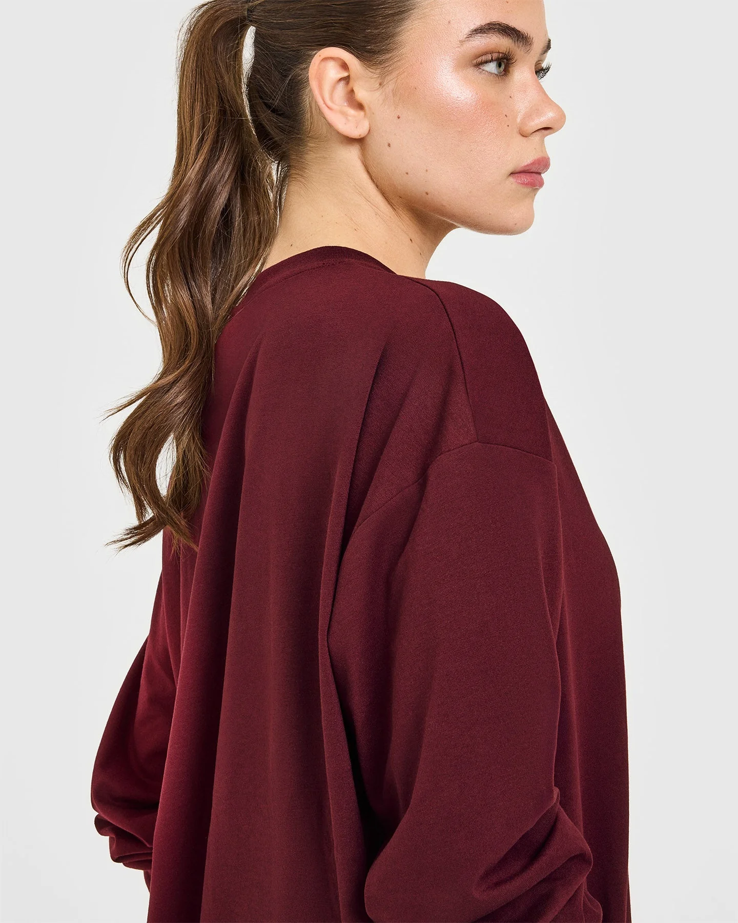 Classic Oversized Lightweight Long Sleeve Top | Rosewood - Image 4