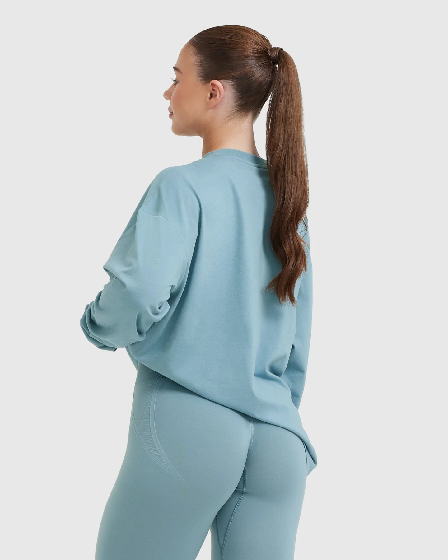Classic Oversized Lightweight Long Sleeve Top | Steel Blue - Image 2