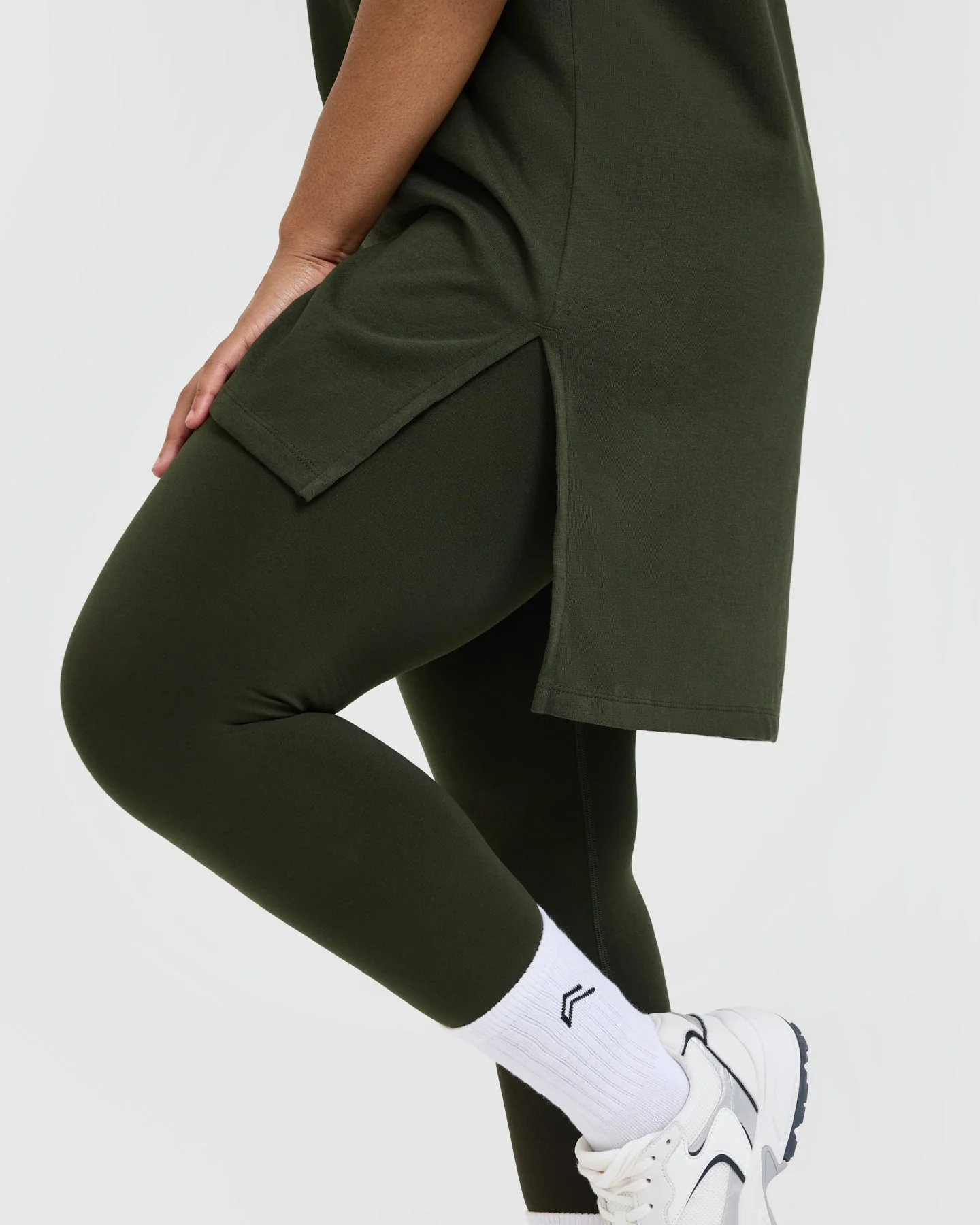 Classic Oversized Longline T-Shirt | Khaki - Image 5
