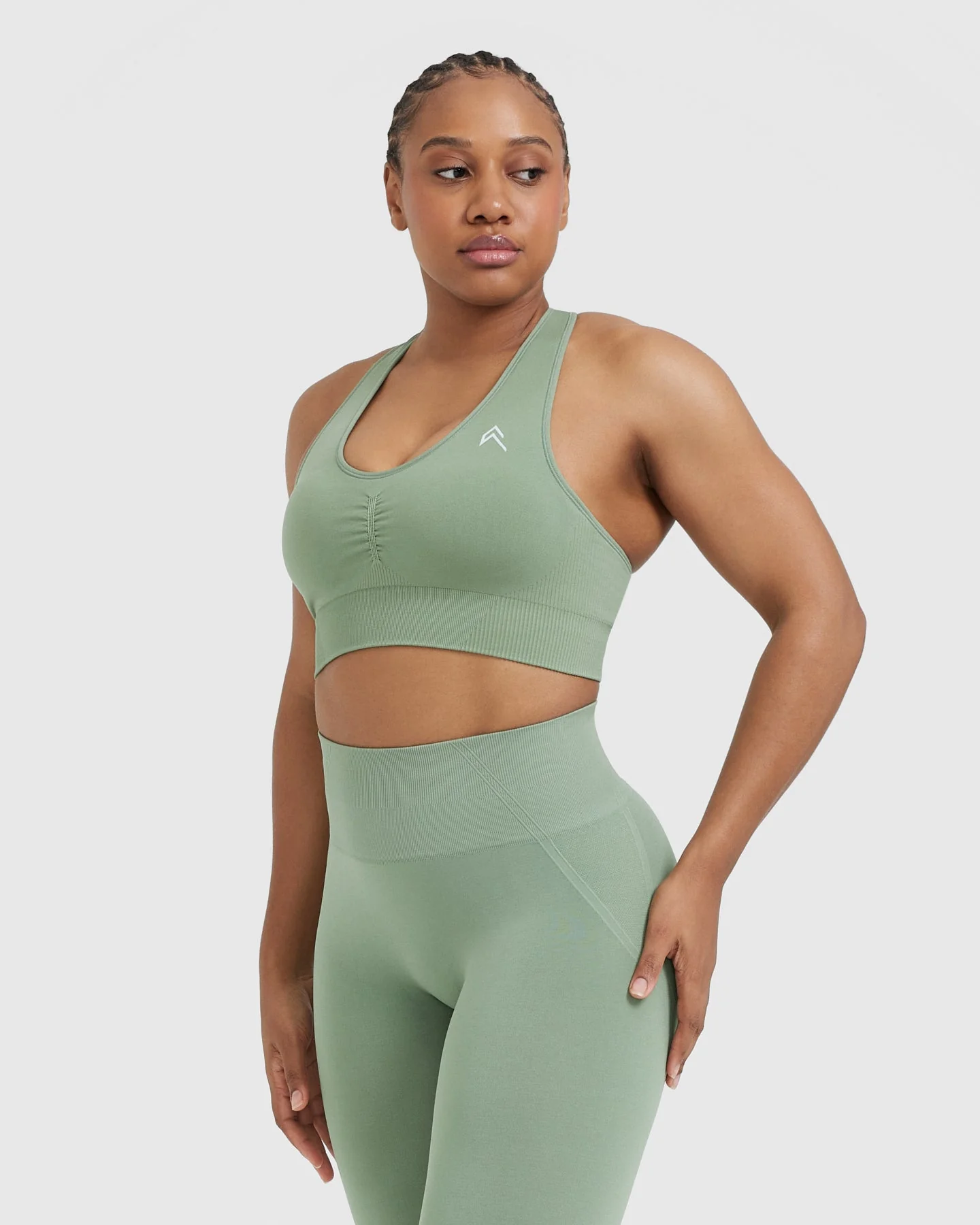 Classic Seamless 2.0 V Neck Bralette | Sage Marl - Image 3