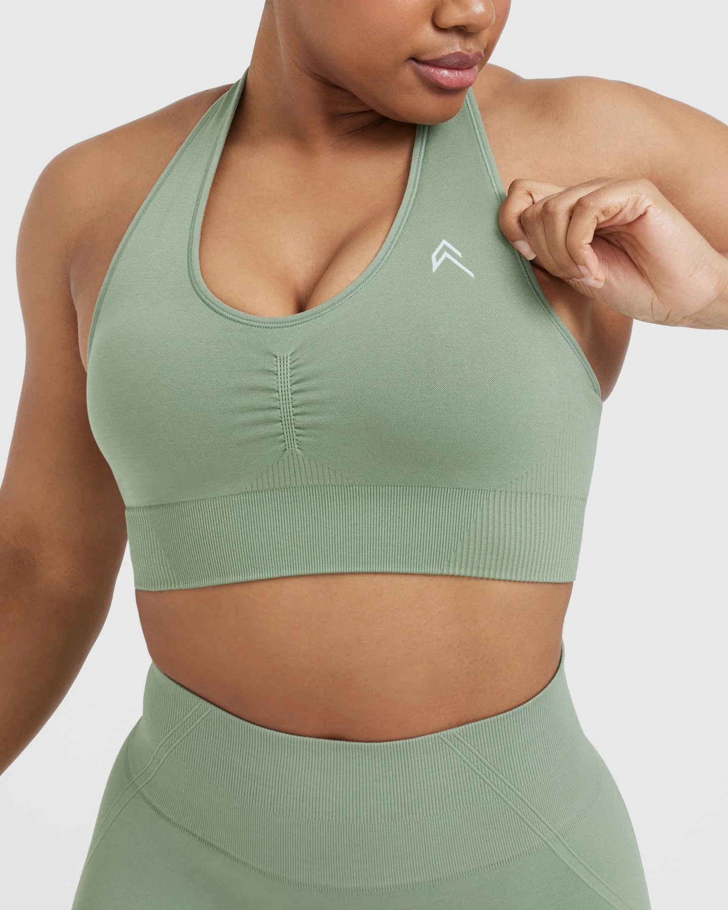 Classic Seamless 2.0 V Neck Bralette | Sage Marl - Image 4