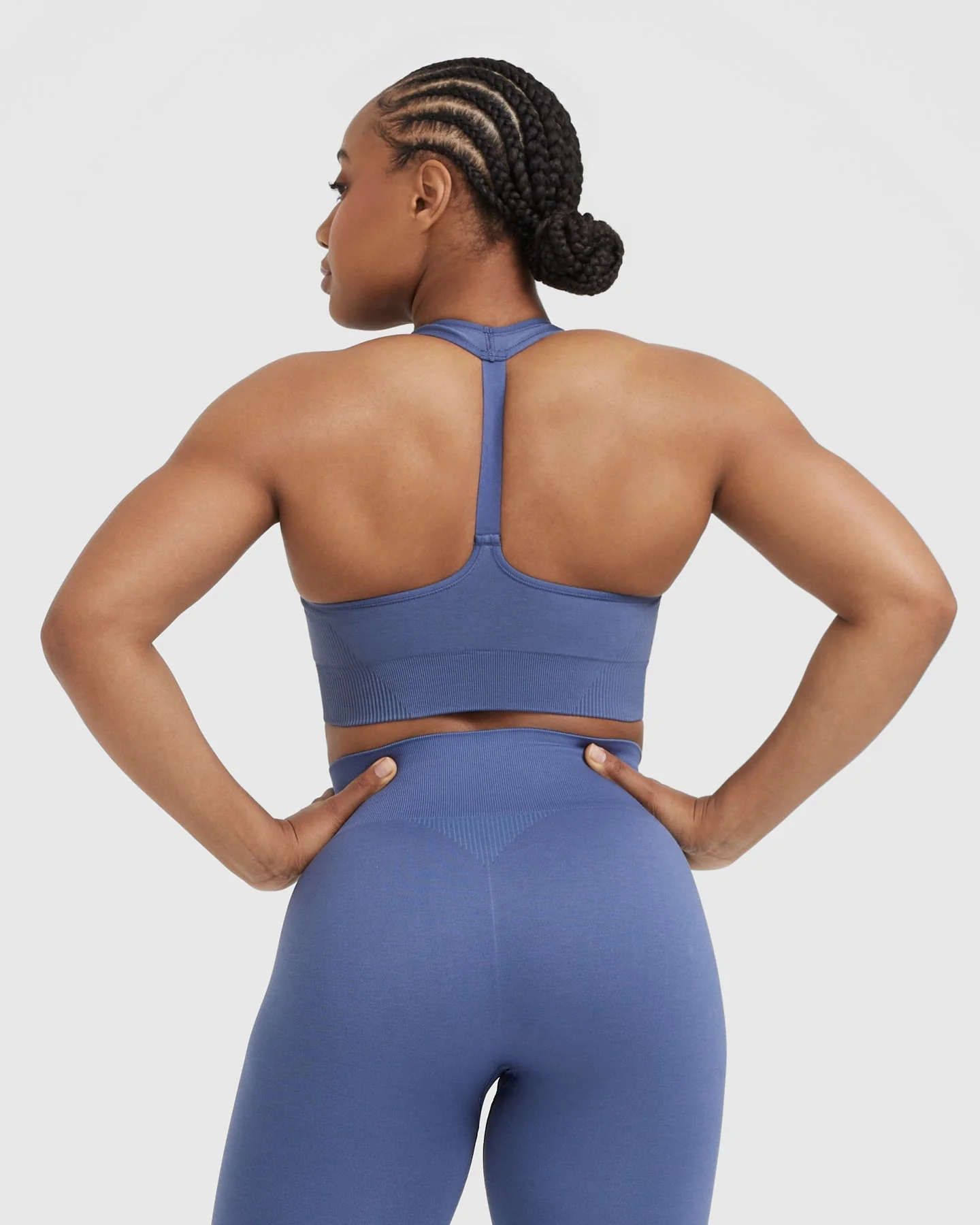 Classic Seamless 2.0 V Neck Bralette | Slate Blue Marl - Image 2
