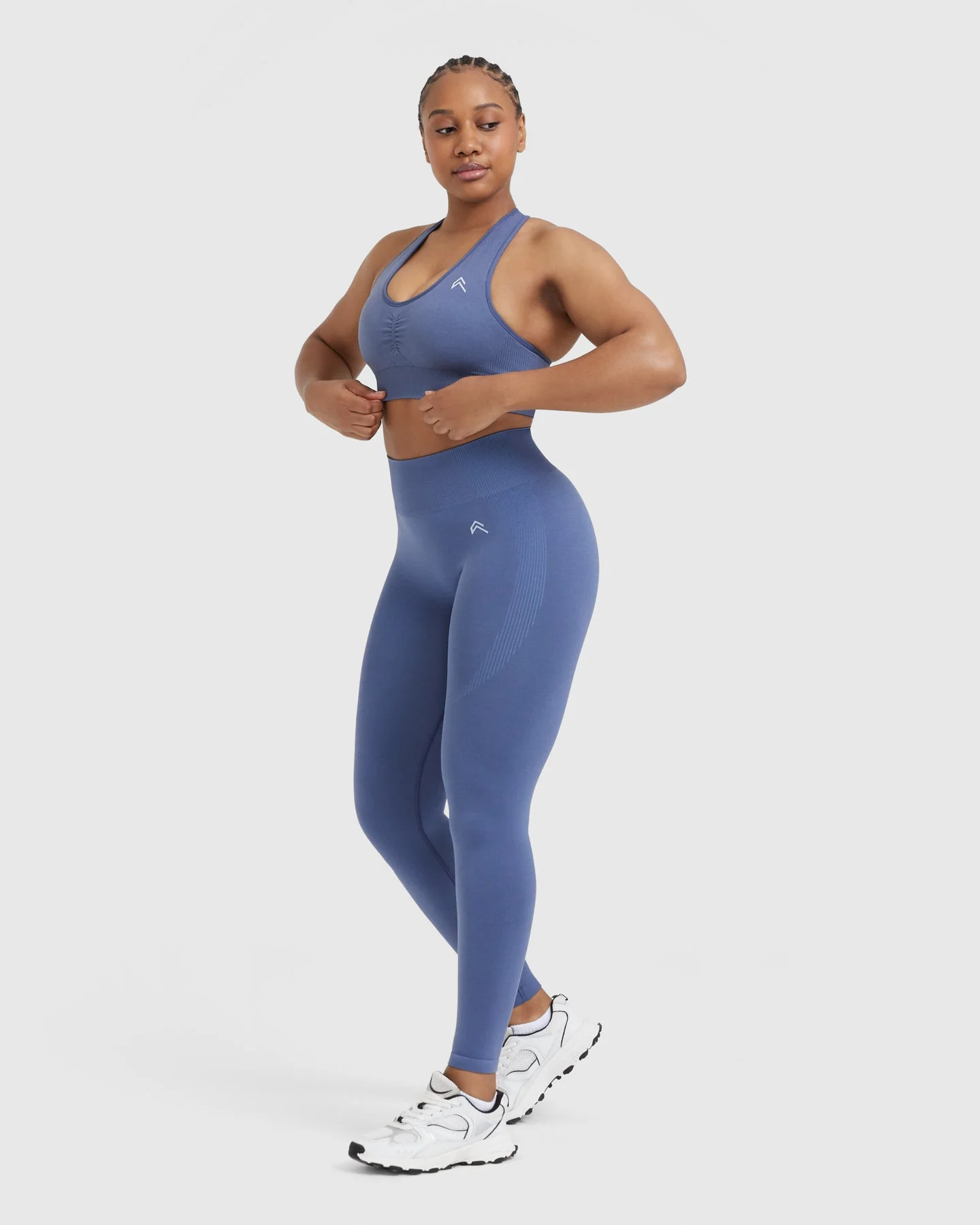 Classic Seamless 2.0 V Neck Bralette | Slate Blue Marl - Image 3
