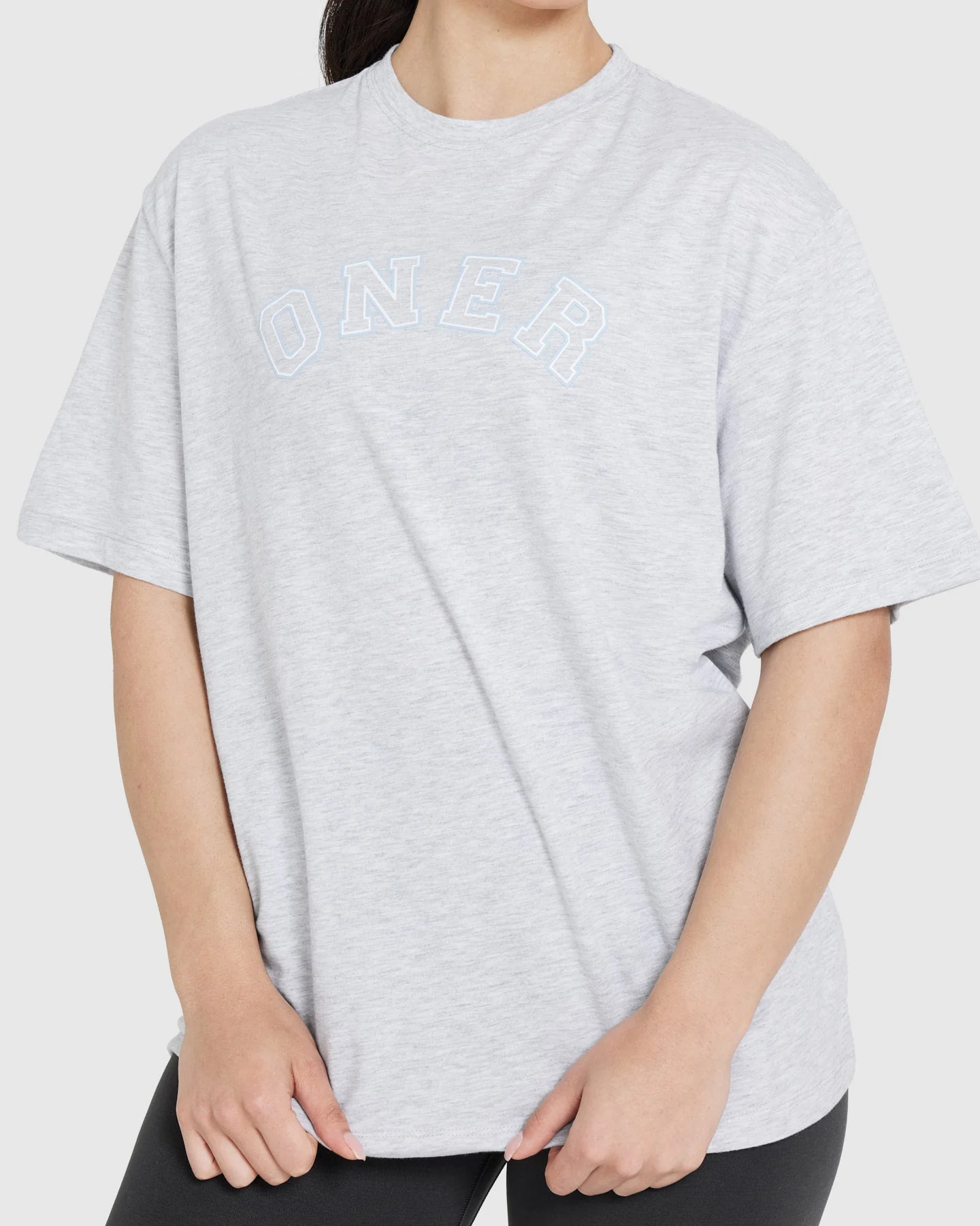 Classic Varsity Oversized Lightweight T-shirt | Light Grey Marl - Image 5