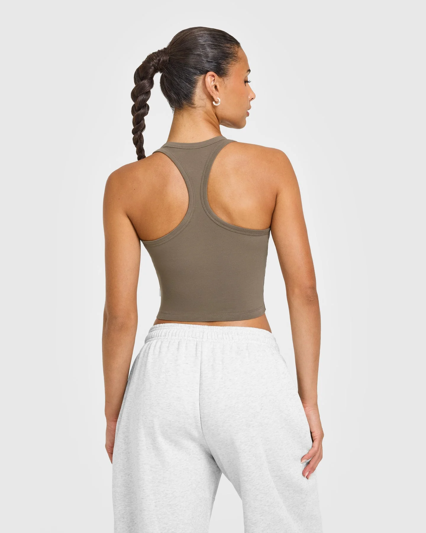 Cotton Fitted Mid Vest | Moss Brown - Image 2