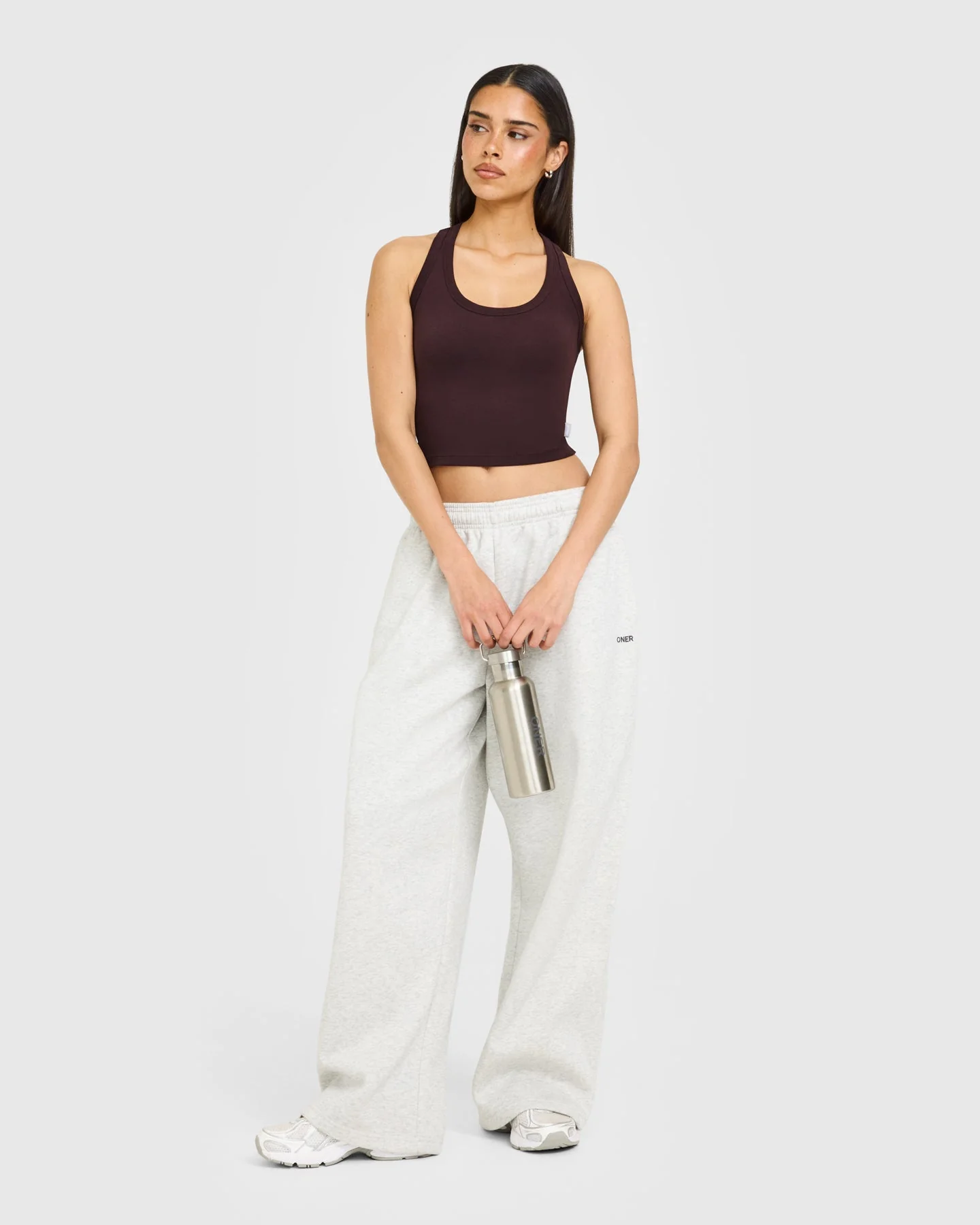 Cotton Fitted Mid Vest with Grey Logo | Plum Brown - Image 3