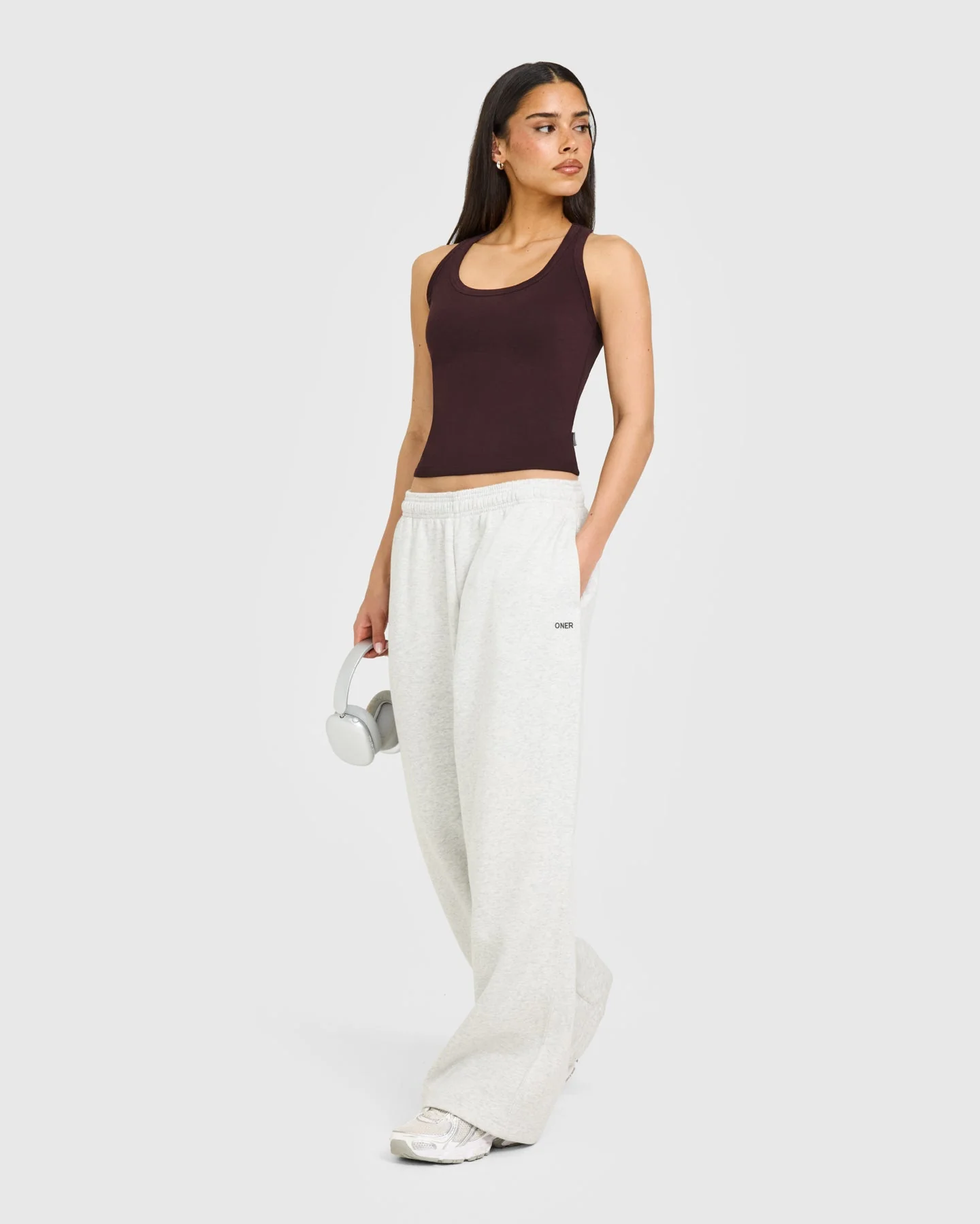 Cotton Fitted Vest with Grey Logo | Plum Brown - Image 3