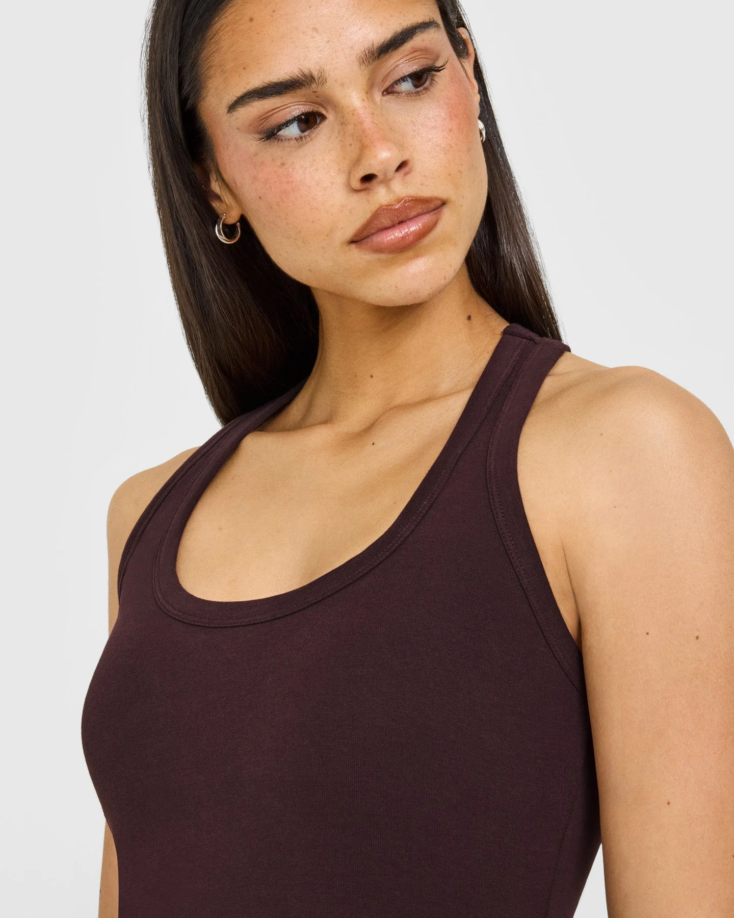 Cotton Fitted Vest with Grey Logo | Plum Brown - Image 5