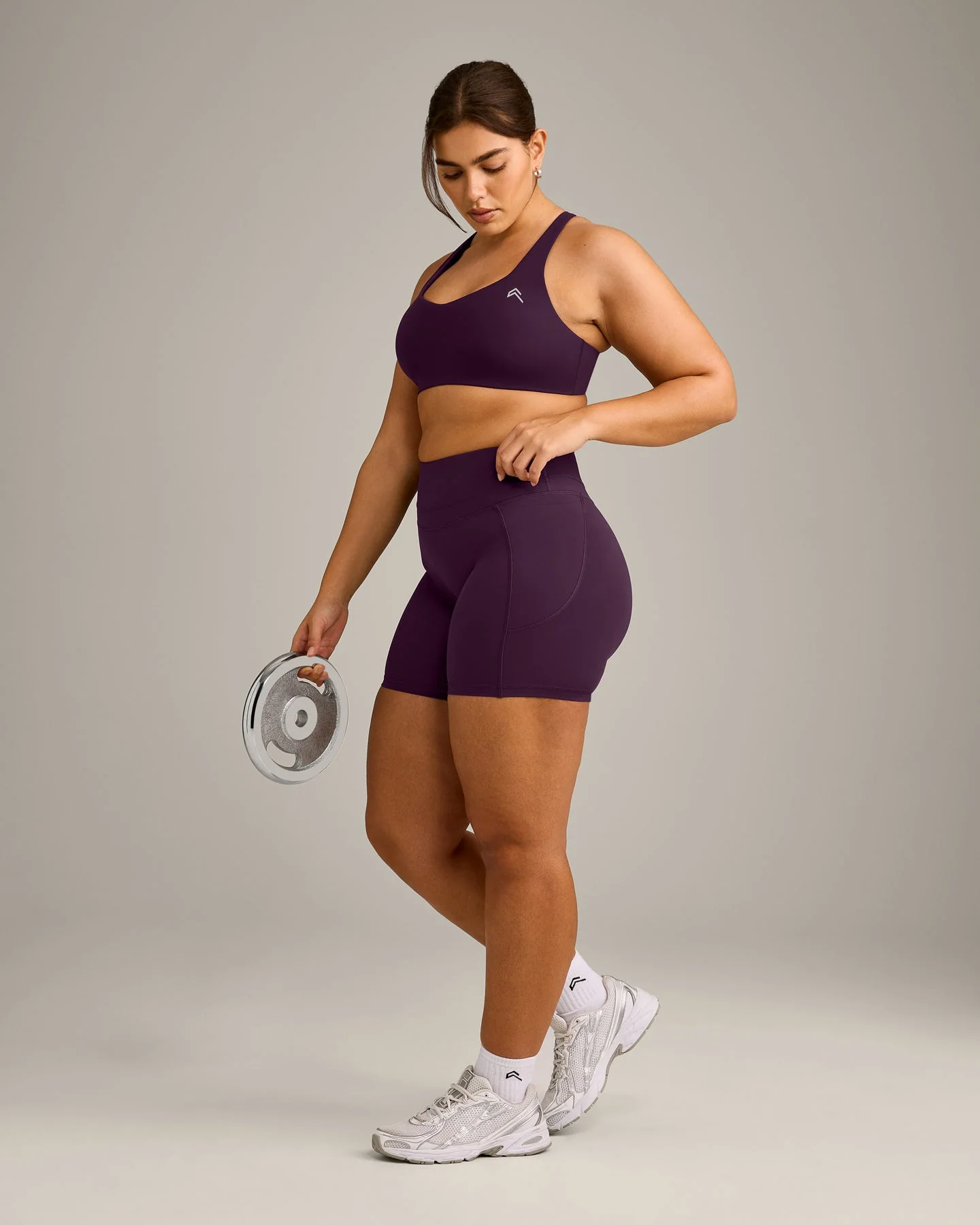 EasyLift™ Cross Back Sports Bra with Grey Logo | Blackberry Purple - Image 2